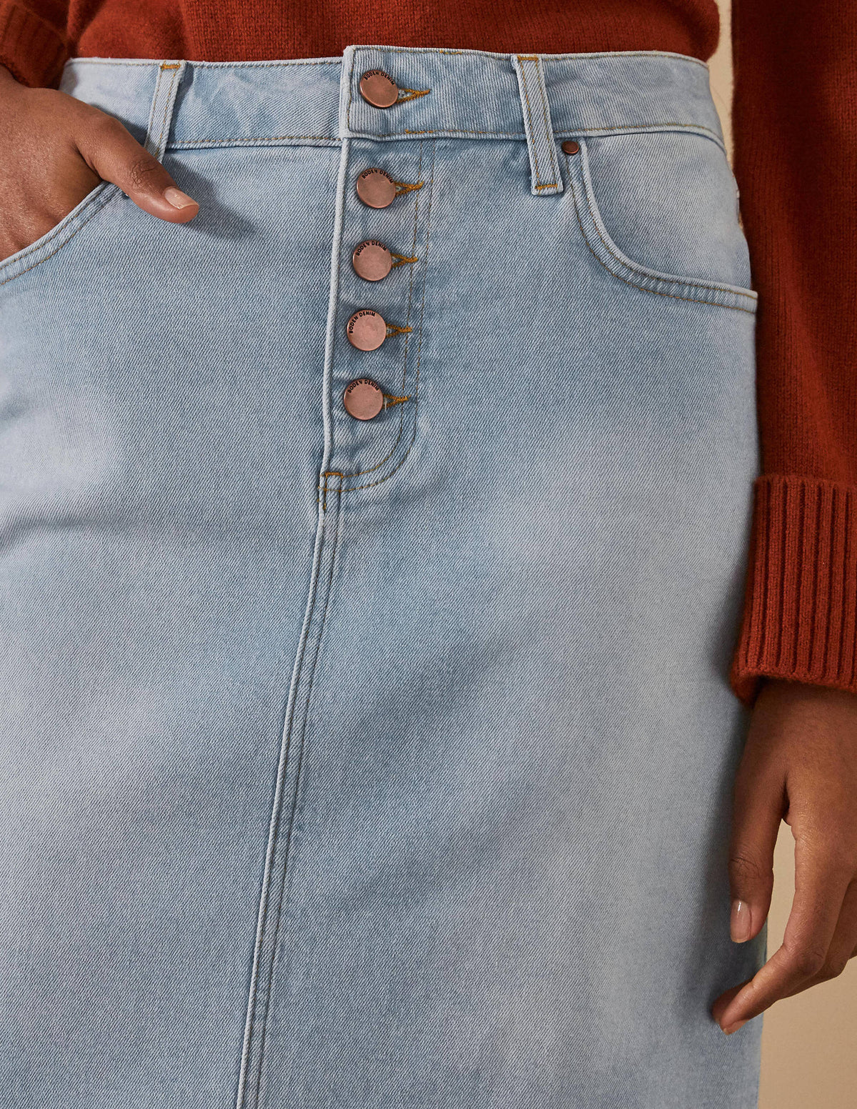 Amelie Girlfriend Skirt-Denim Light Wash - Image 4