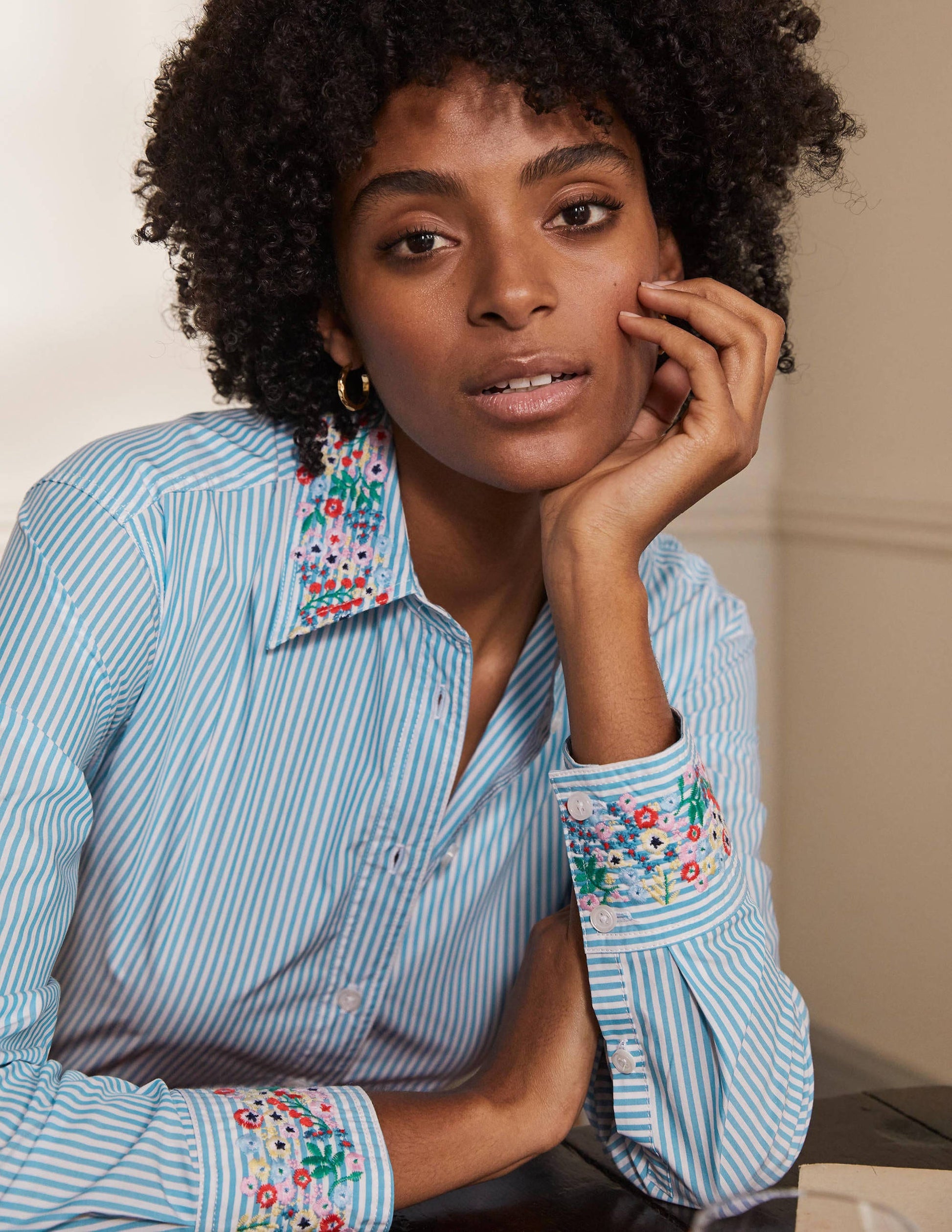 Agnes Oversized Shirt-Fine Blue Ticking Stripe-7