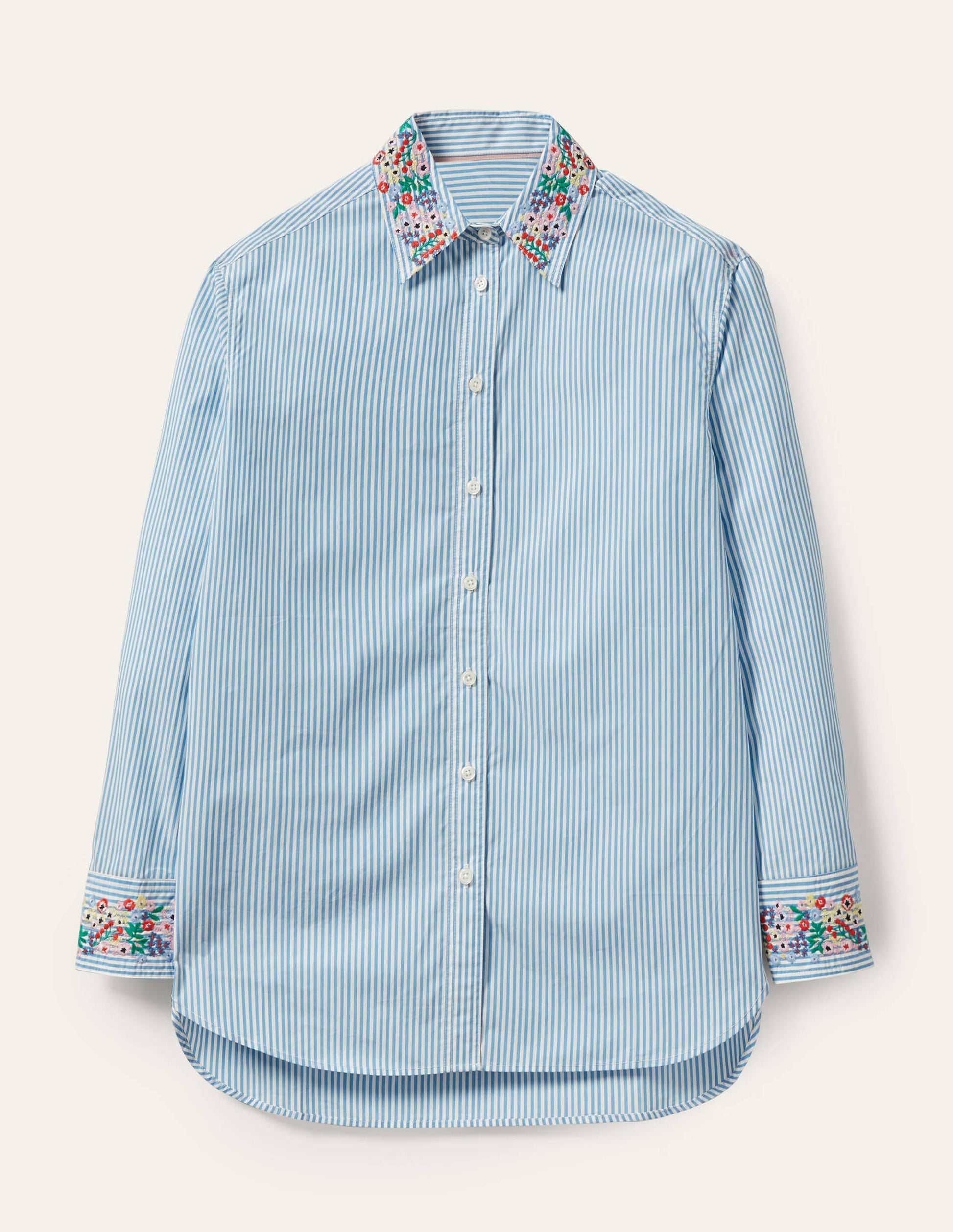 Agnes Oversized Shirt-Fine Blue Ticking Stripe-8