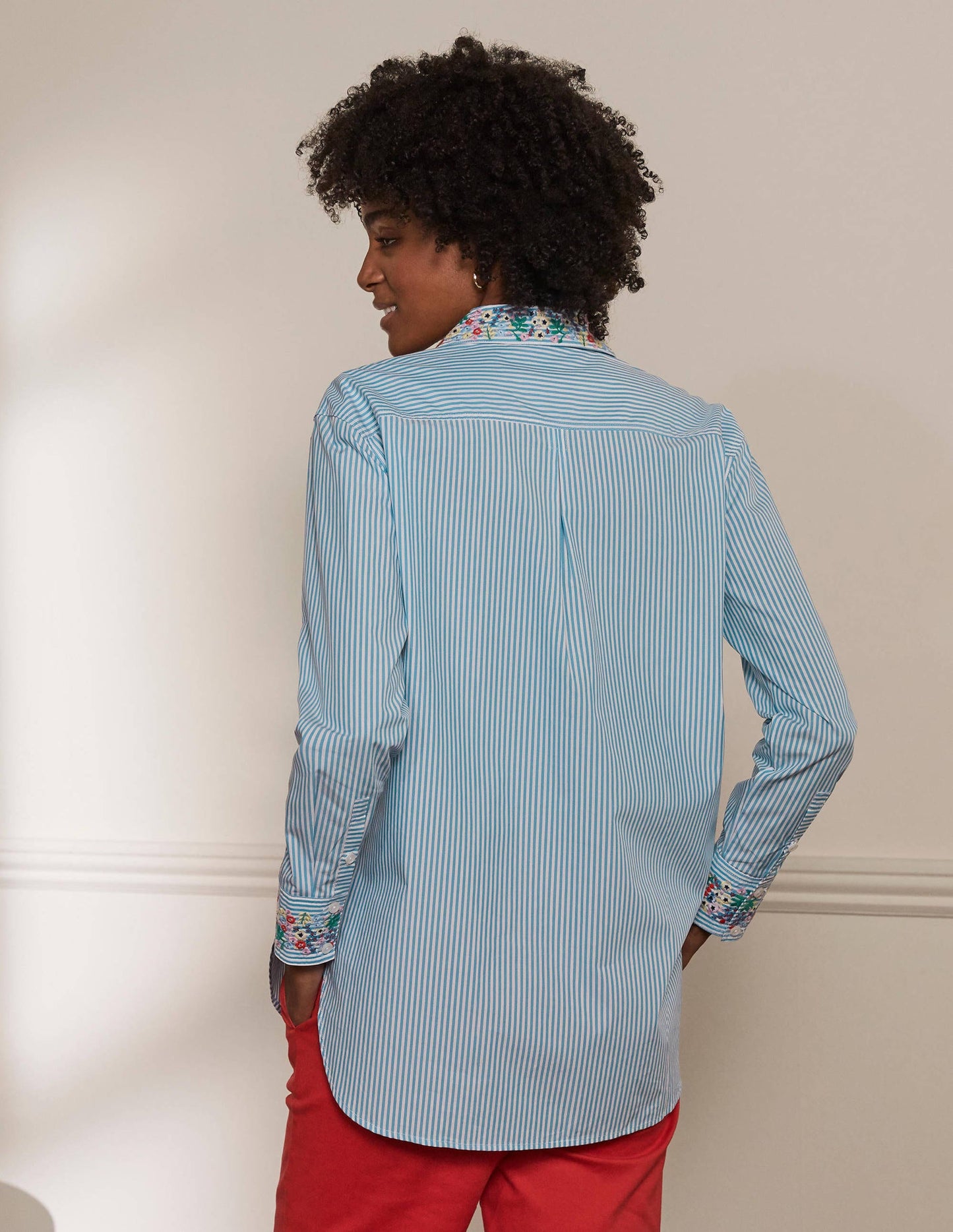 Agnes Oversized Shirt-Fine Blue Ticking Stripe