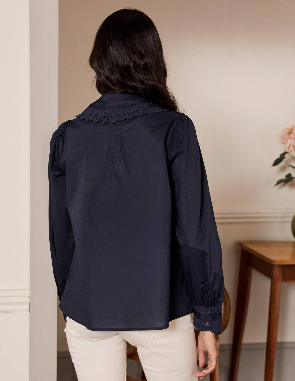 Clare Broderie Shirt-Navy - Image 3