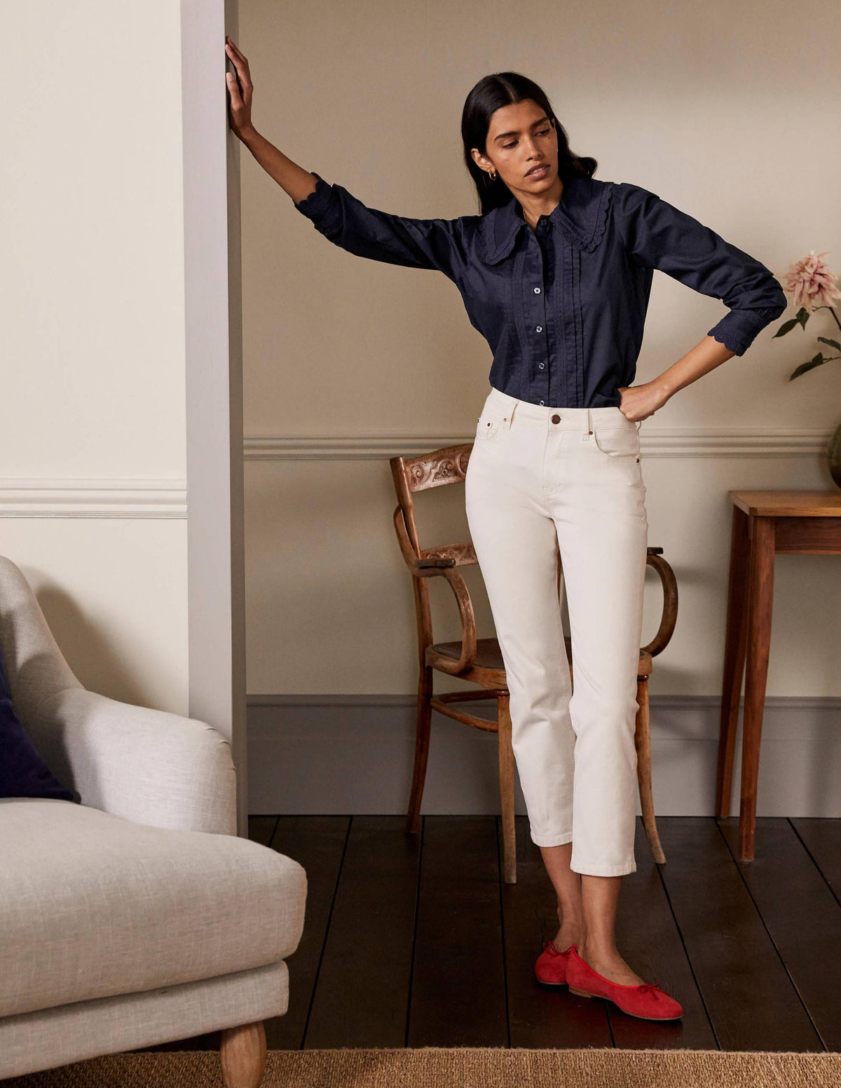 Clare Broderie Shirt-Navy-4