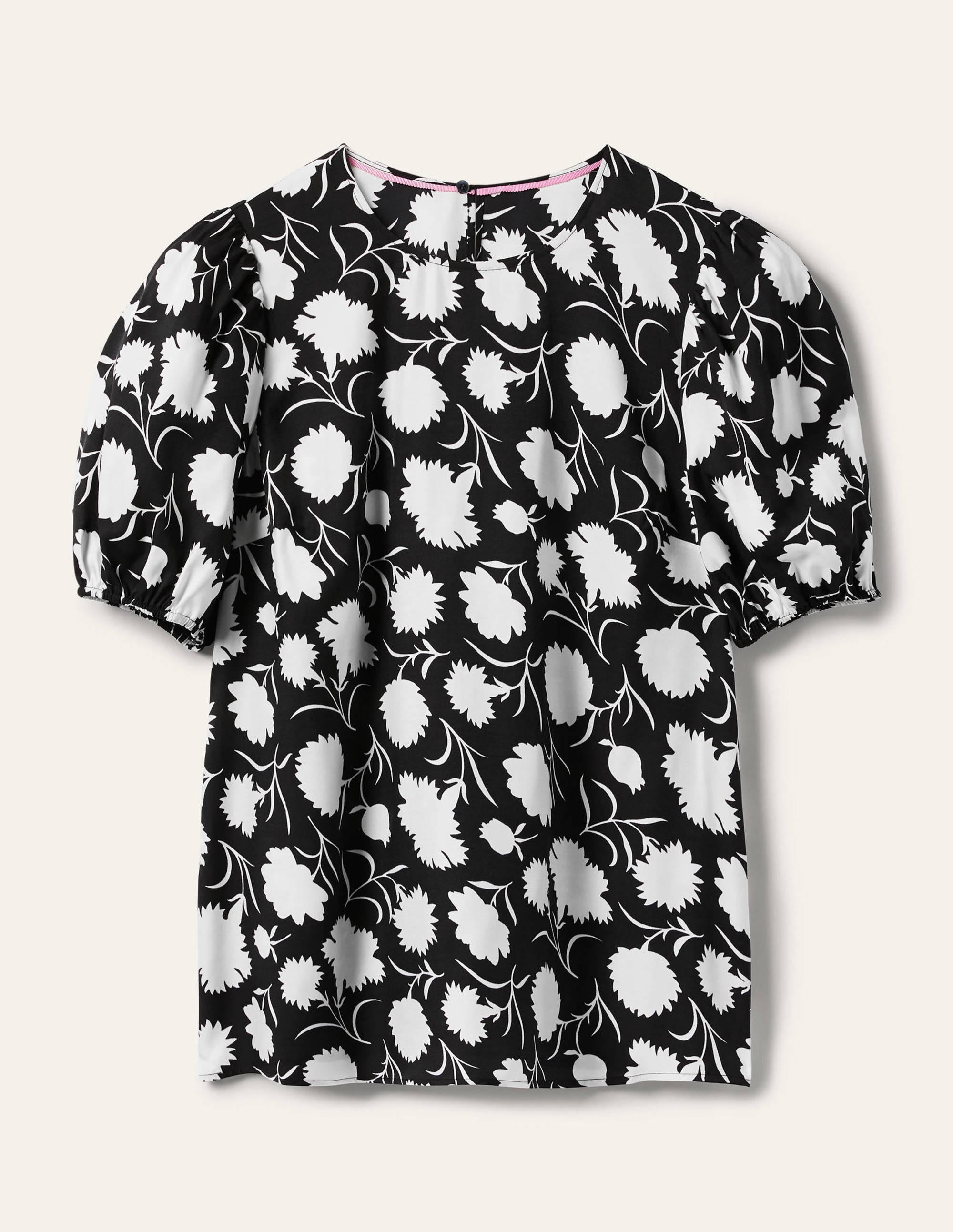 Adriana Puff Sleeve Top-Black, Leafy Bud - Image 5