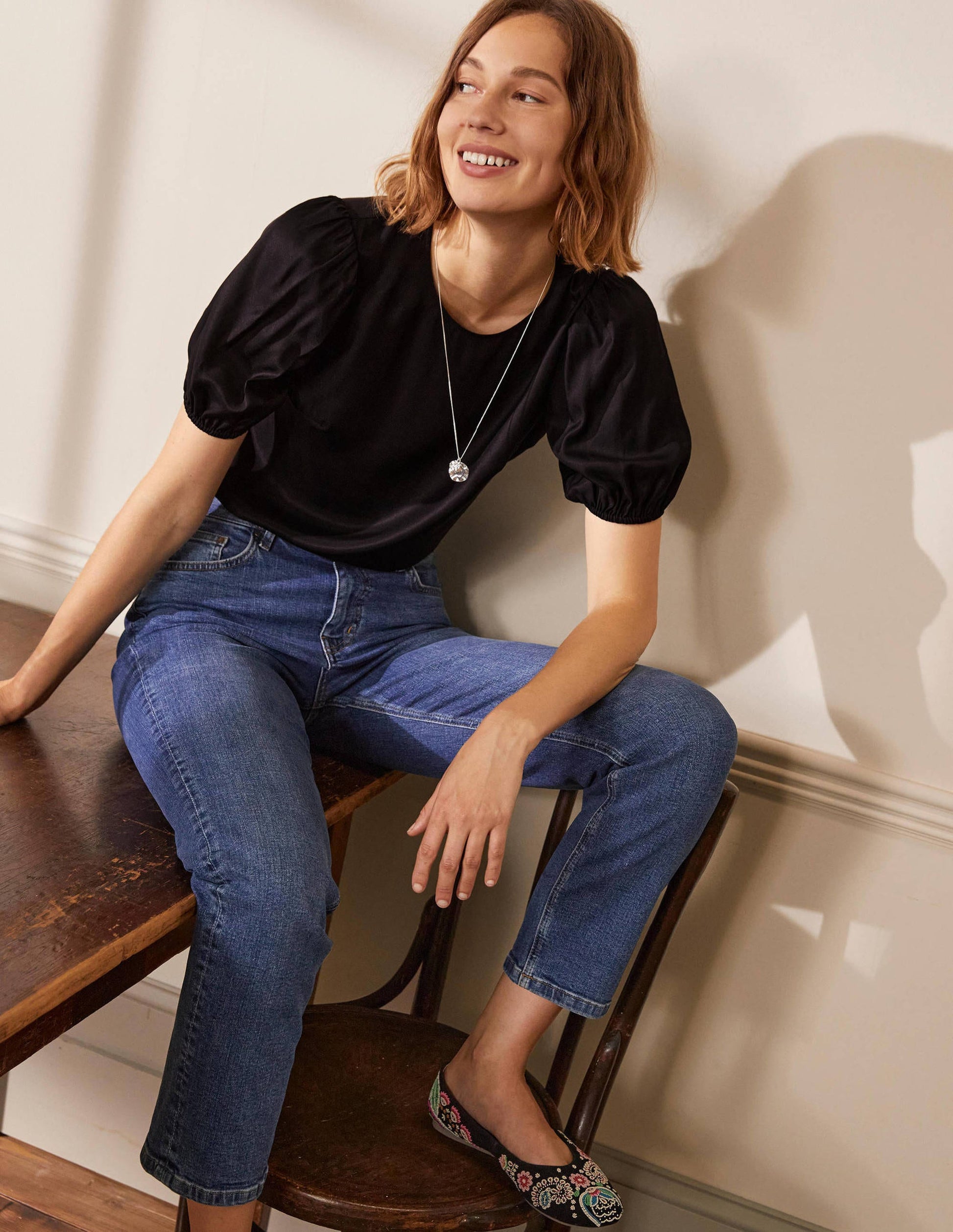 Adriana Puff Sleeve Top-Black-1