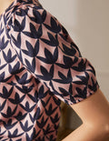 Adriana Puff Sleeve Top-Milkshake, Petal Geo