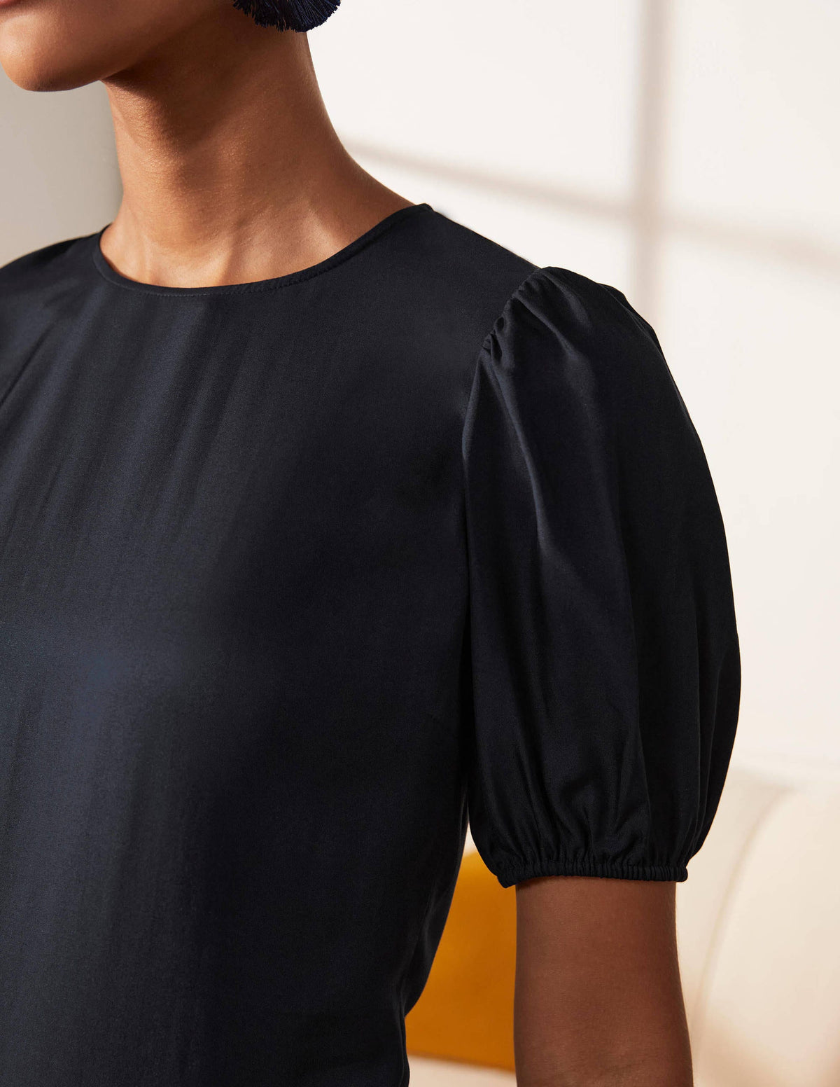 Adriana Puff Sleeve Top-Navy - Image 2