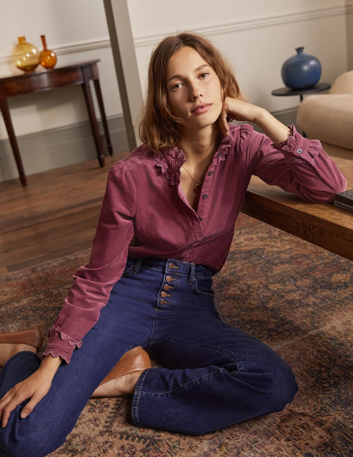 Eliza Broderie Shirt-Figgy Pudding - Image 5