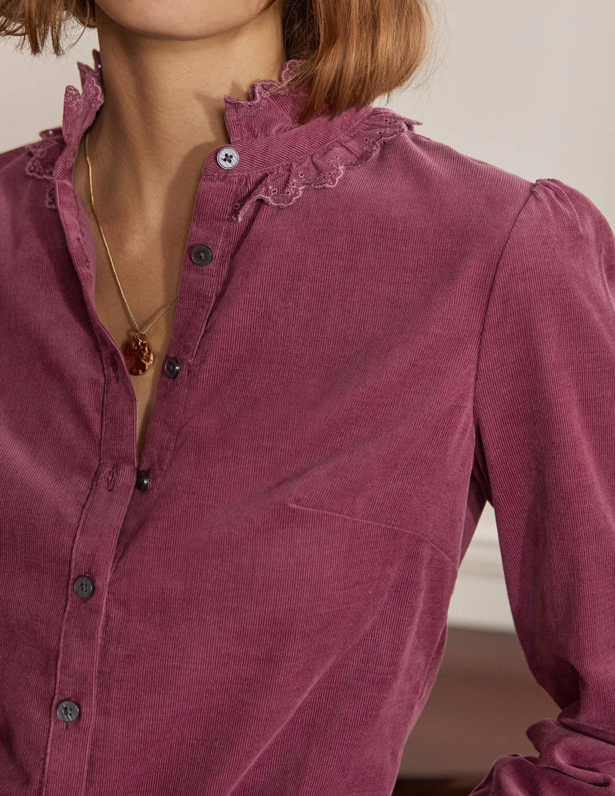 Eliza Broderie Shirt-Figgy Pudding - Image 1