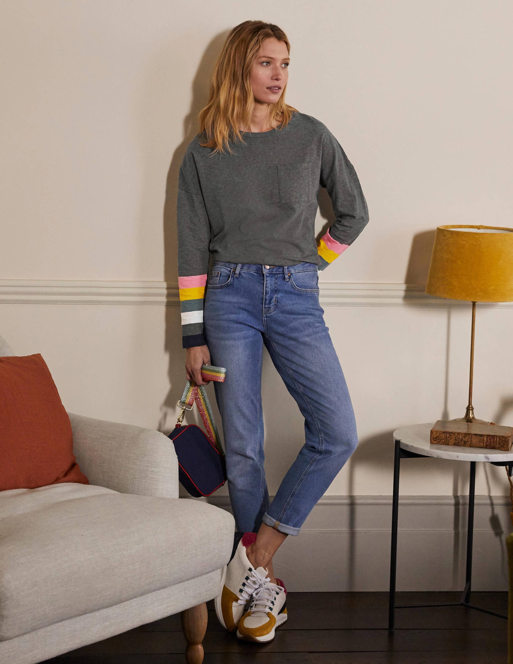 Boxy Jersey Tee-Charcoal Cuff - Image 3