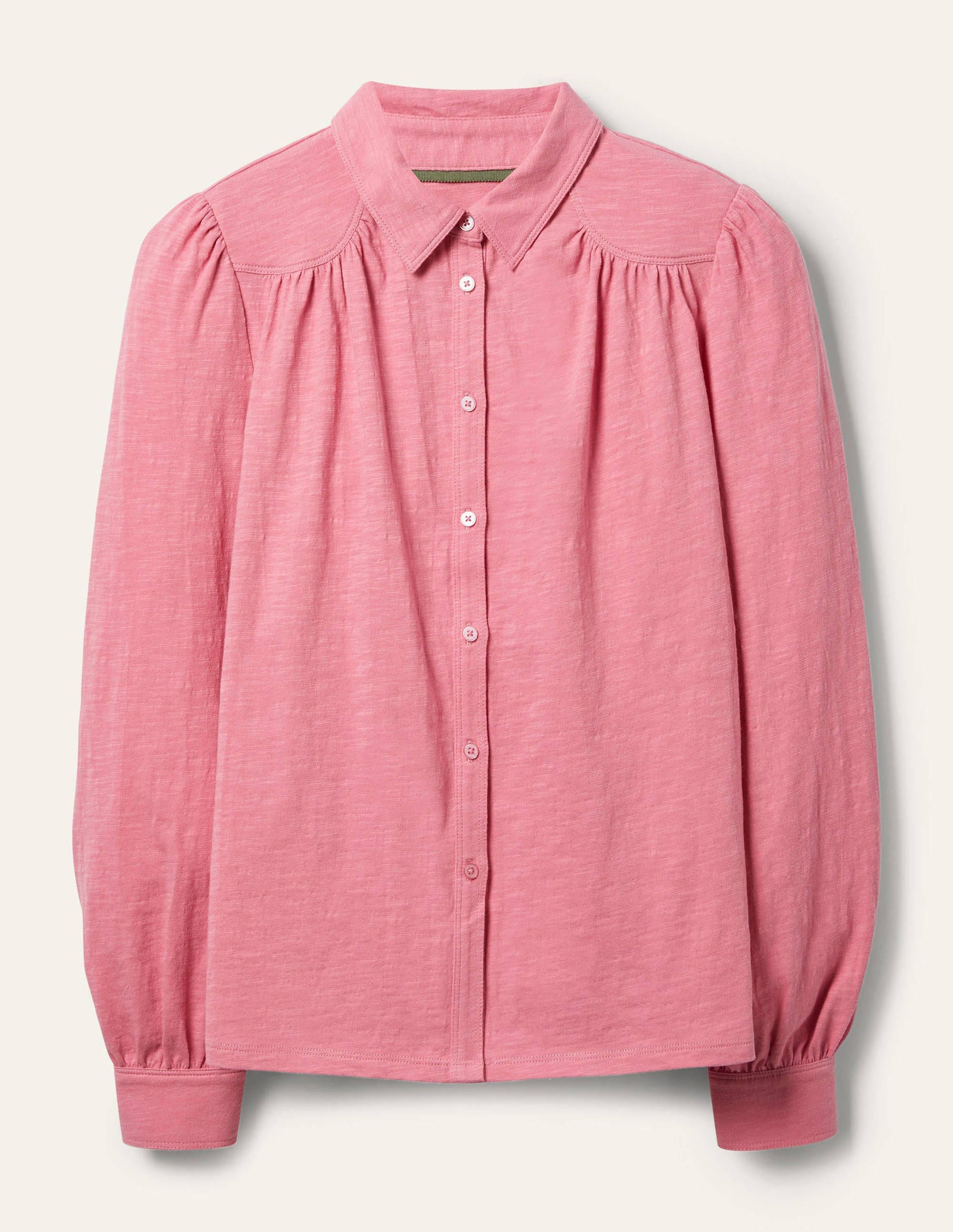 Gathered Detail Jersey Shirt-Dusk Cloud Pink-5