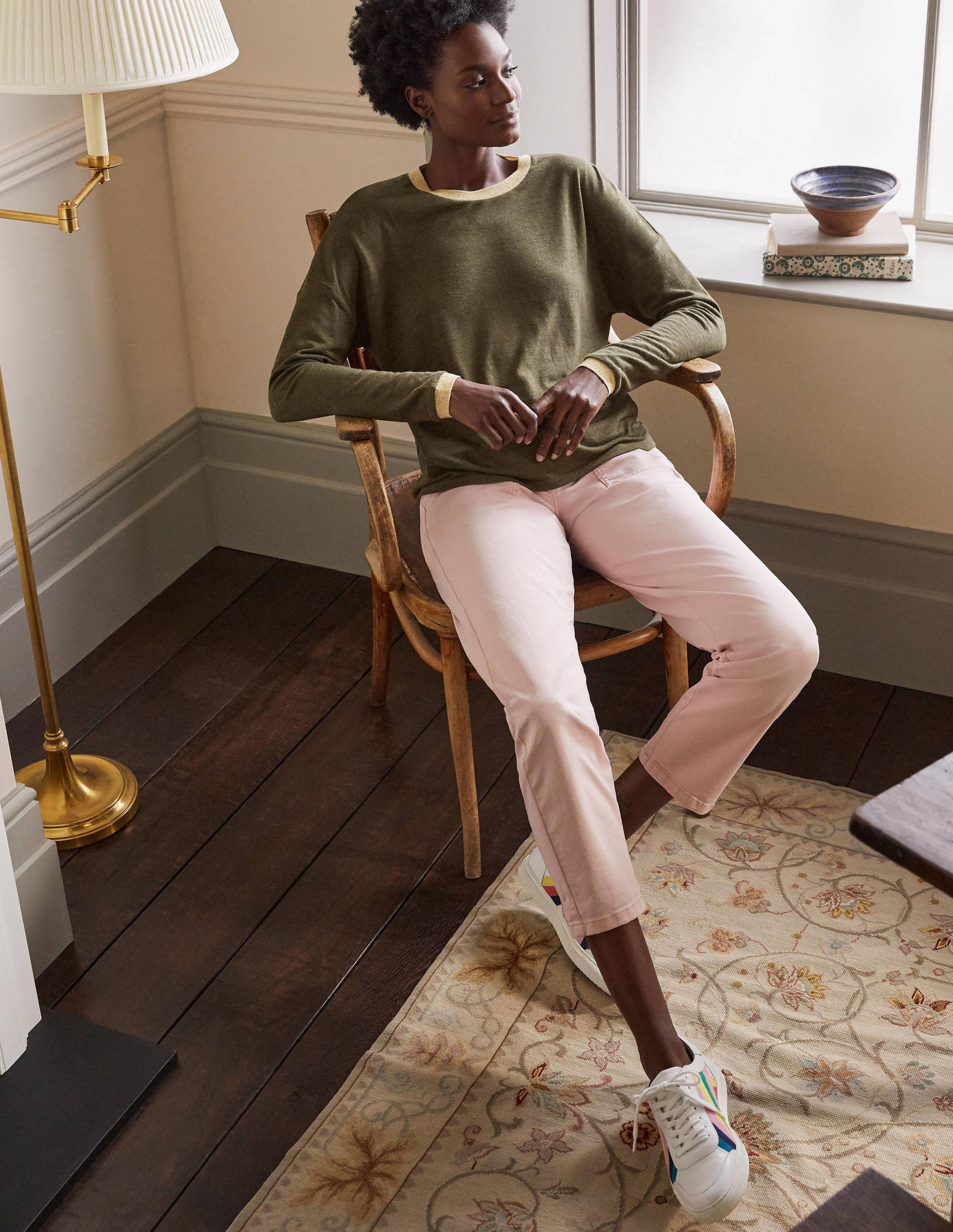 Linen Sparkle Long Sleeve Tee-Classic Khaki-4