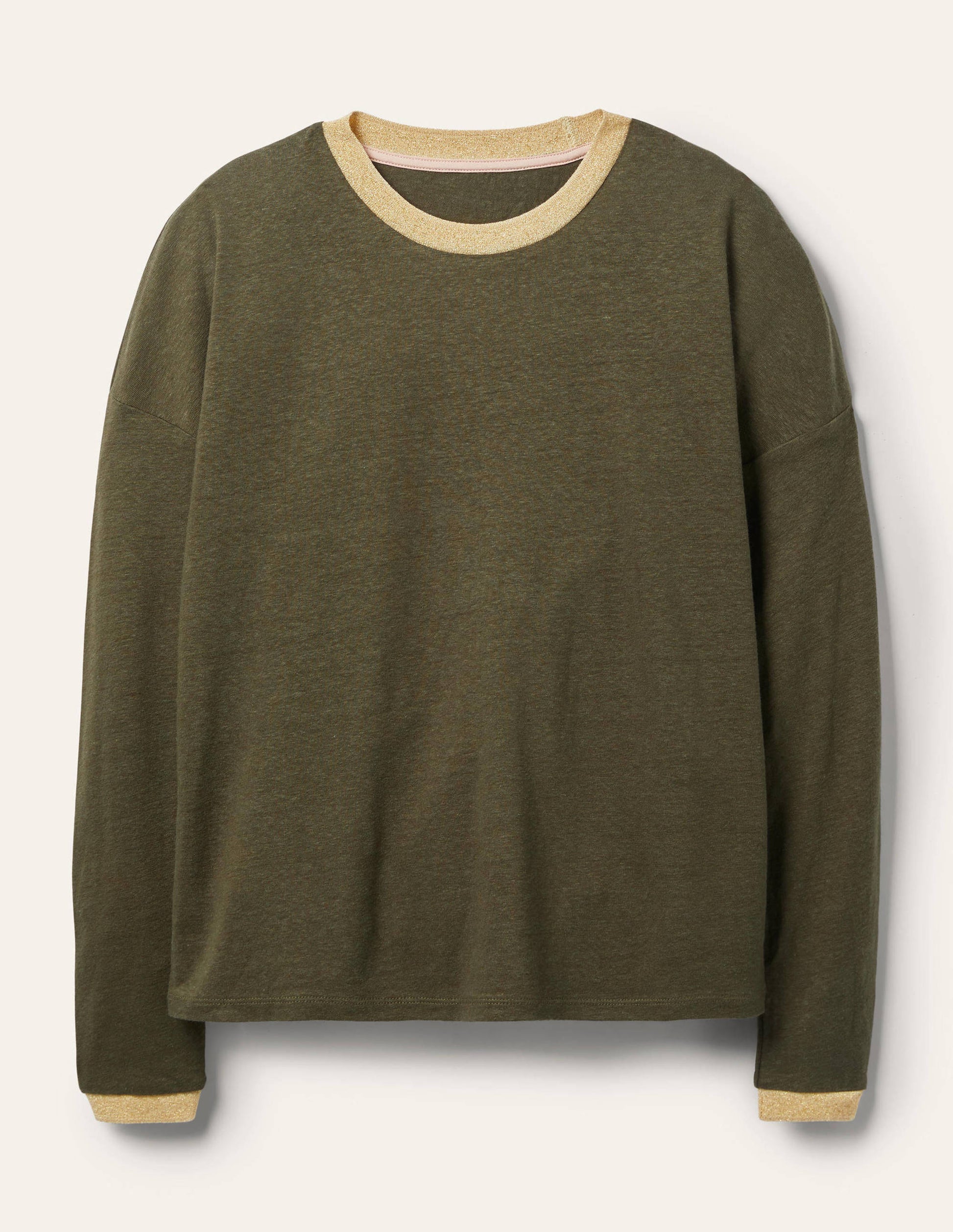 Linen Sparkle Long Sleeve Tee-Classic Khaki-5