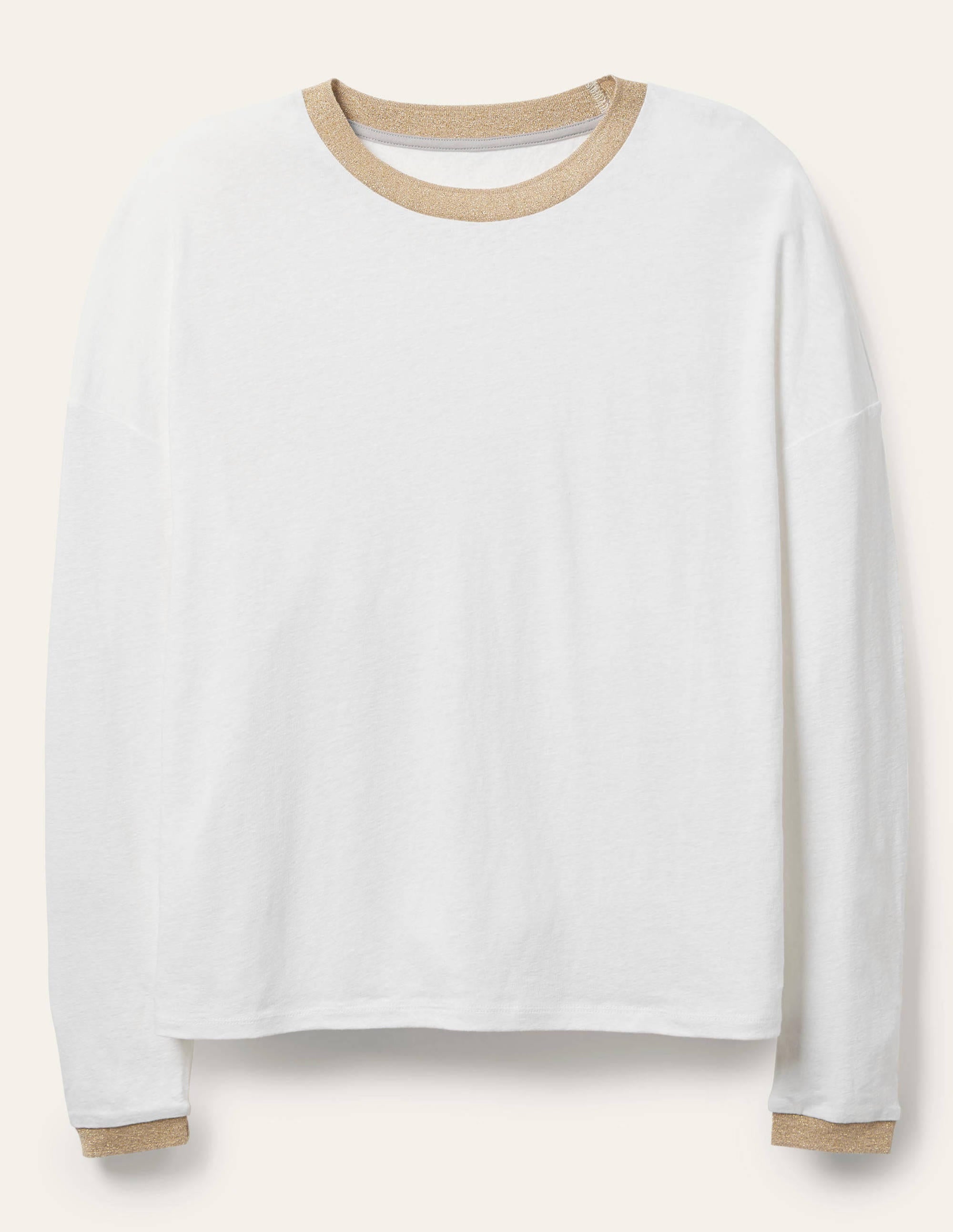 Linen Sparkle Long Sleeve Tee-White - Image 5