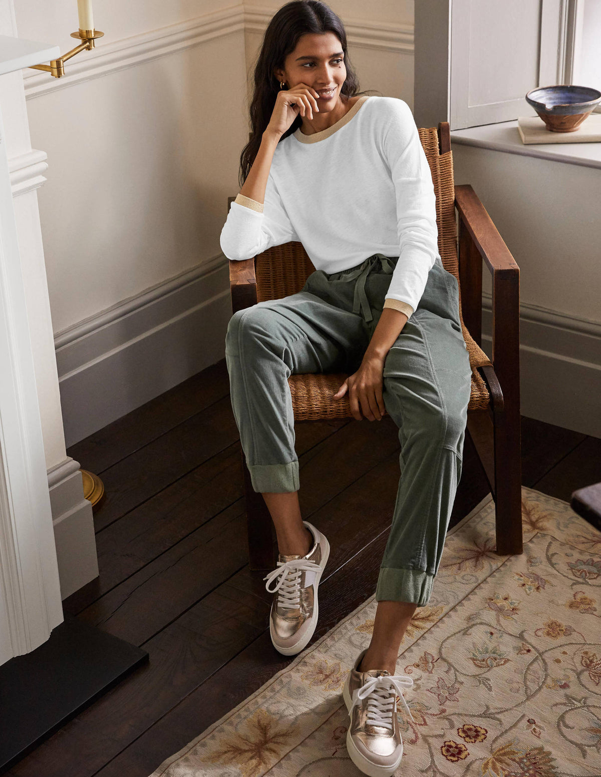 Linen Sparkle Long Sleeve Tee-White - Image 3