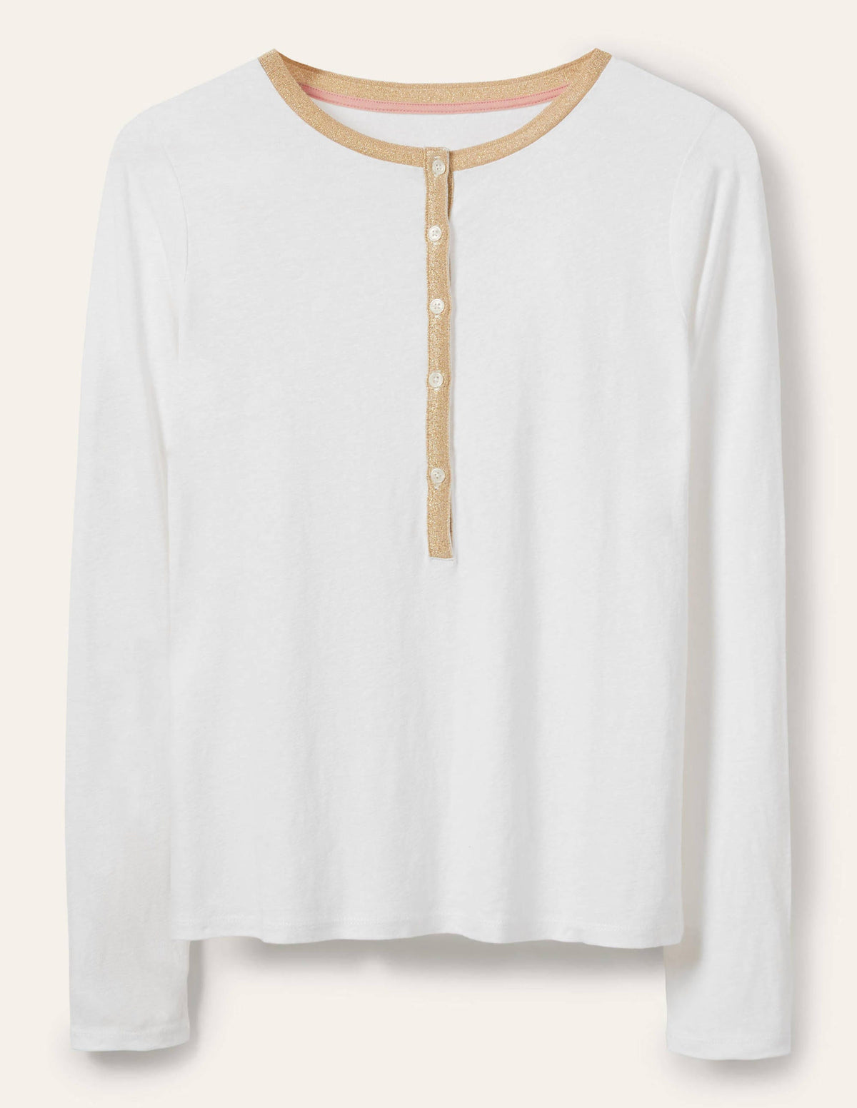 Linen Sparkle Henley Tee-White-5