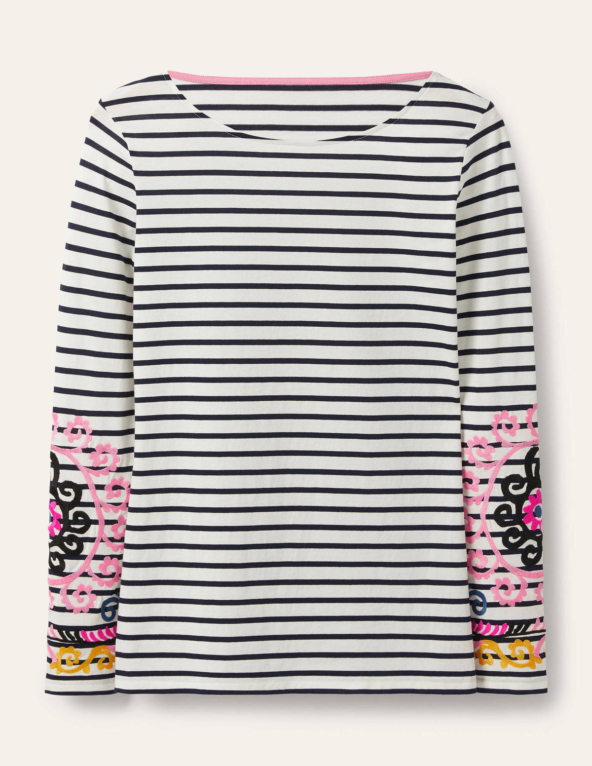 Statement Breton-Ivory/ Navy Embroidered-5