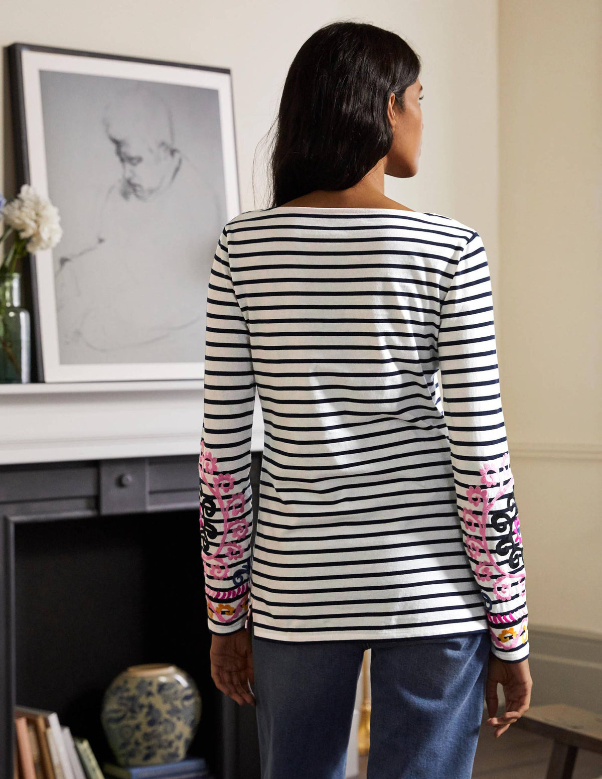 Statement Breton-Ivory/ Navy Embroidered-2