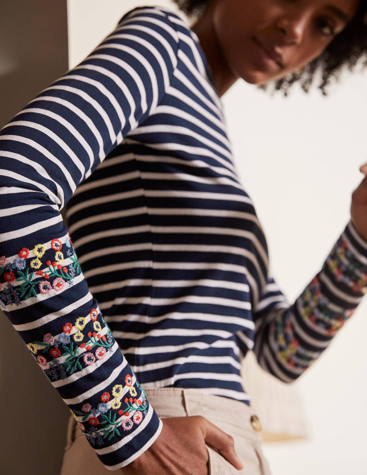 Statement Breton-Navy/ Ivory Embroidered - Image 2