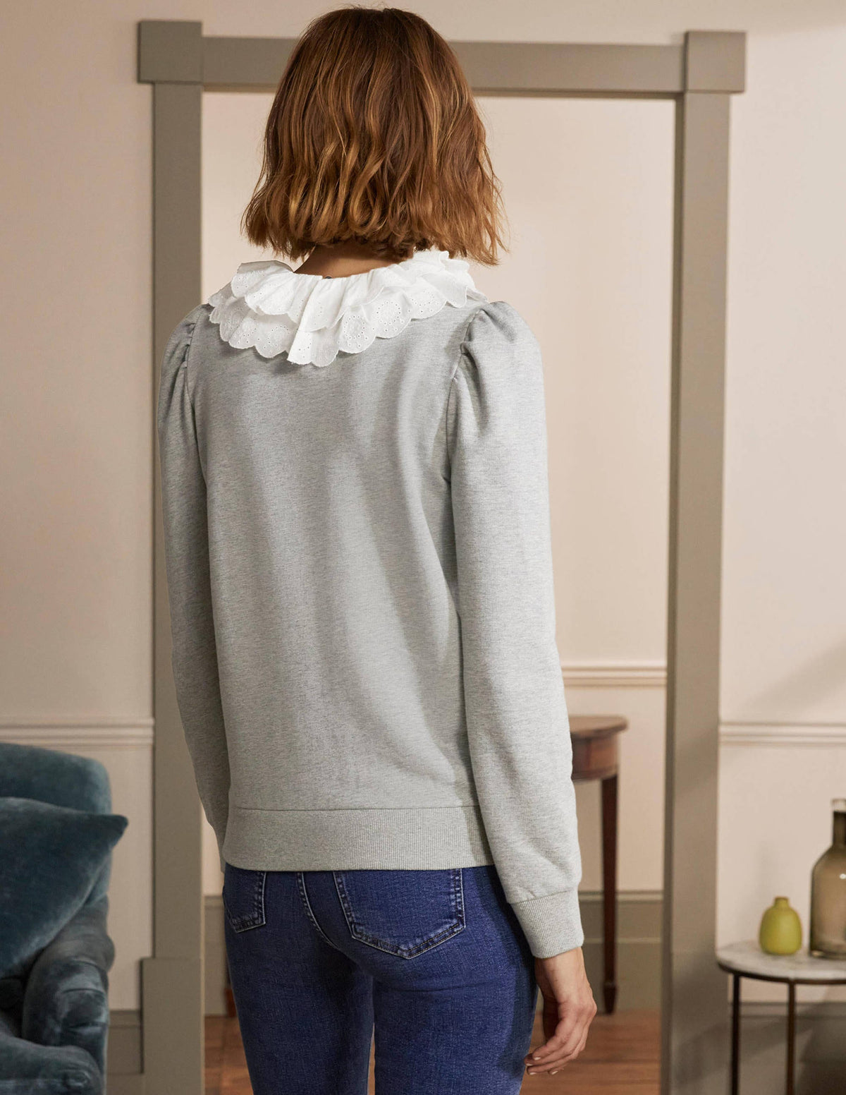Hattie Collar Sweatshirt-Grey Marl - Image 2
