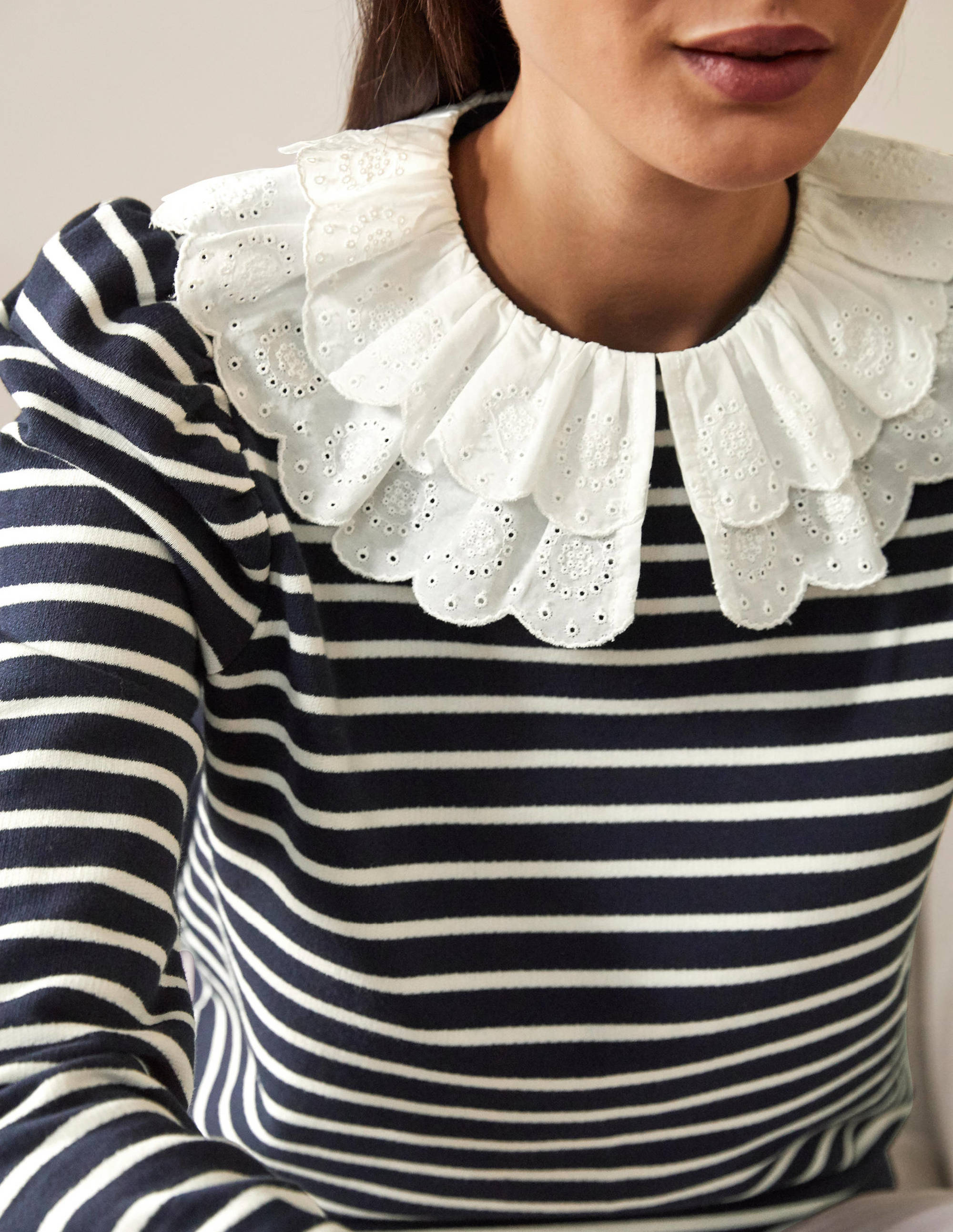 Hattie Collar Sweatshirt-Navy/ Ivory - Image 2