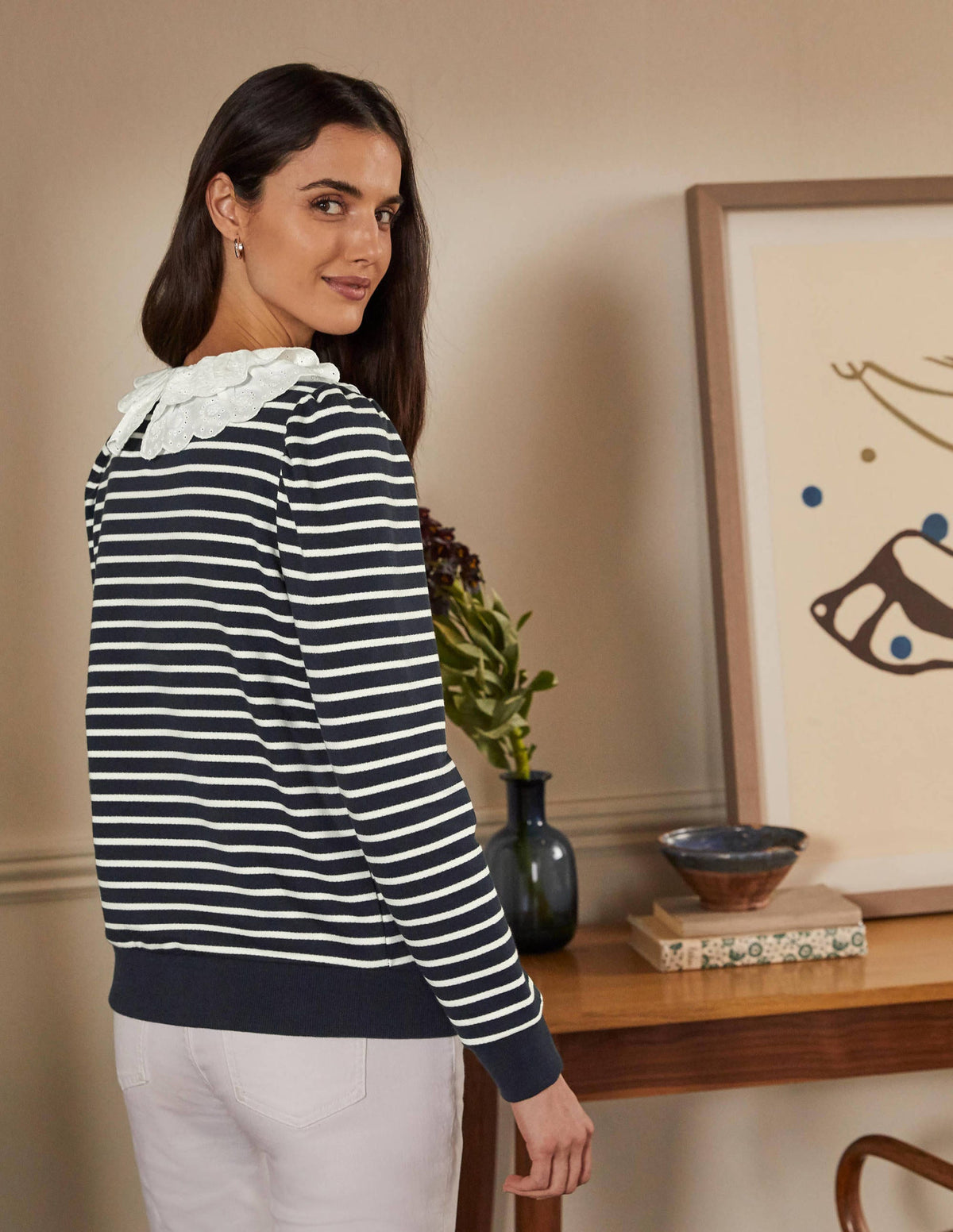 Hattie Collar Sweatshirt-Navy/ Ivory-3