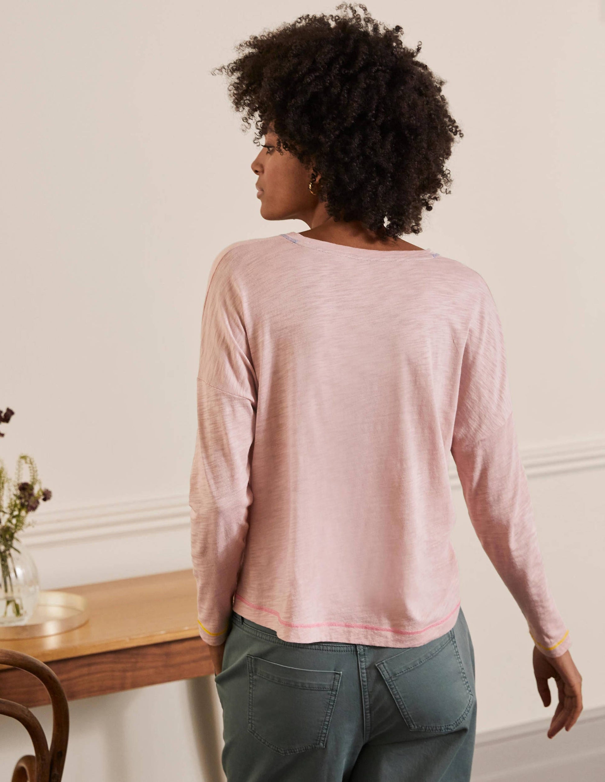 Contrast Stitch Jersey Top-Milkshake-2