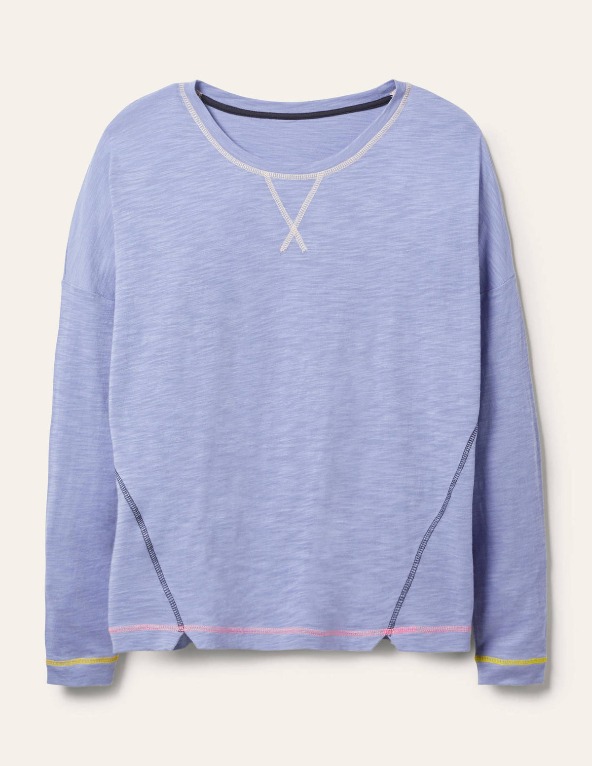 Contrast Stitch Jersey Top-Sea Mist-5