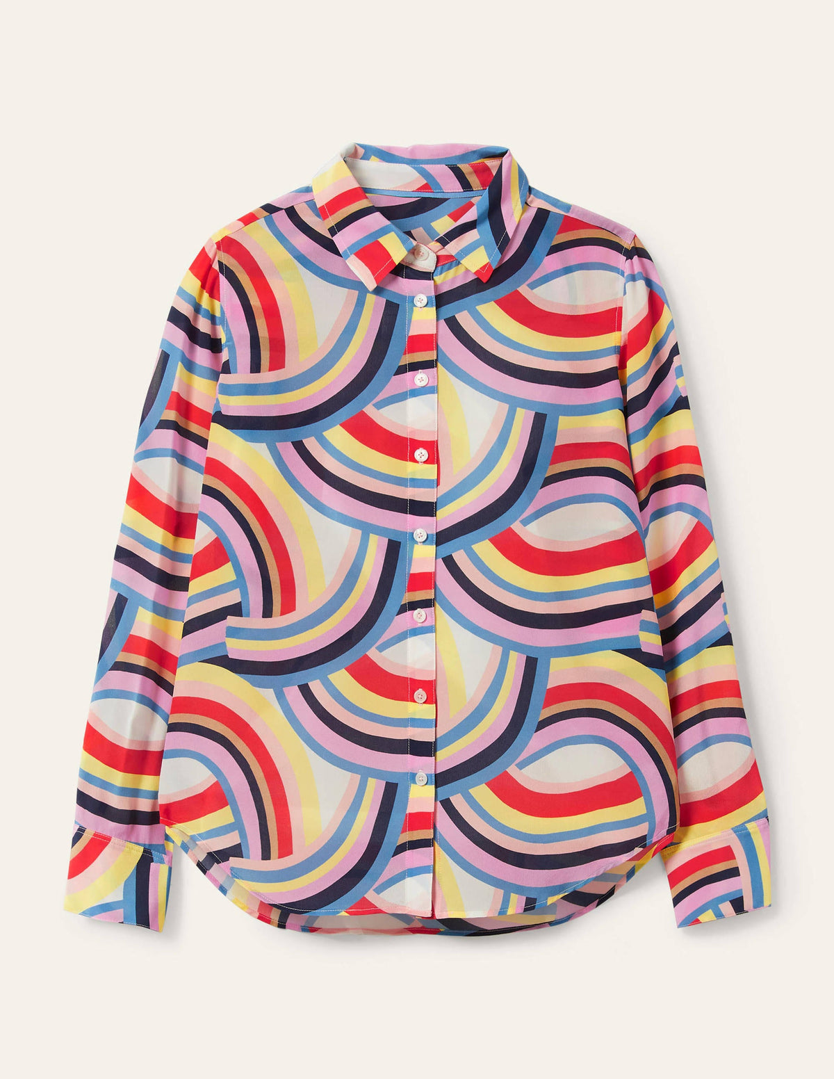 Silk Shirt-Ivory, Abstract Rainbow-6