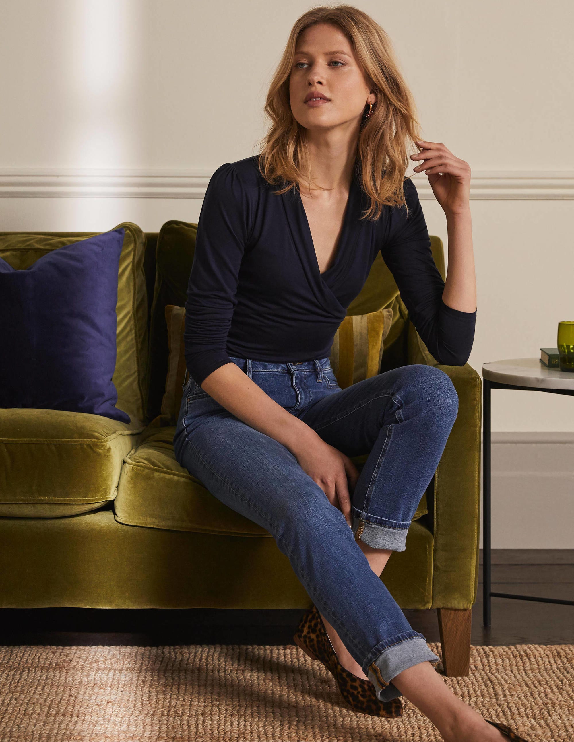 Lara Wrap Top-Navy - Image 1