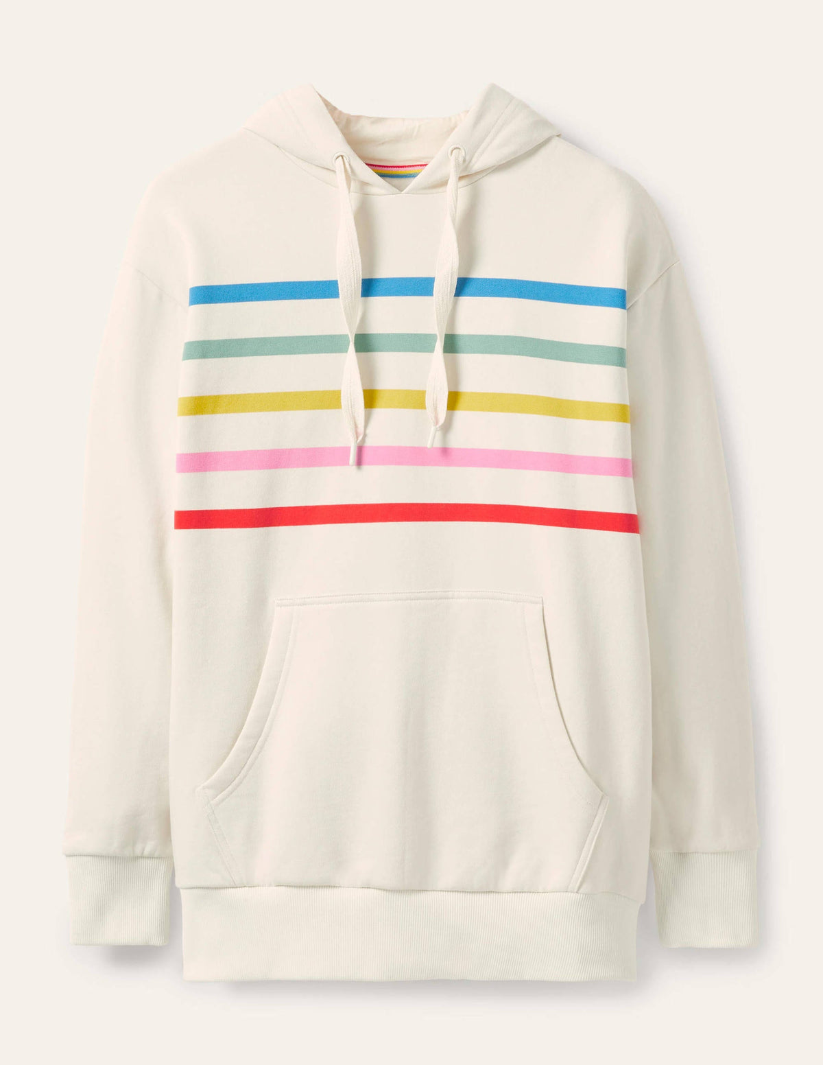 Oversized Hoodie-Ivory/ Rainbow Stripe-5