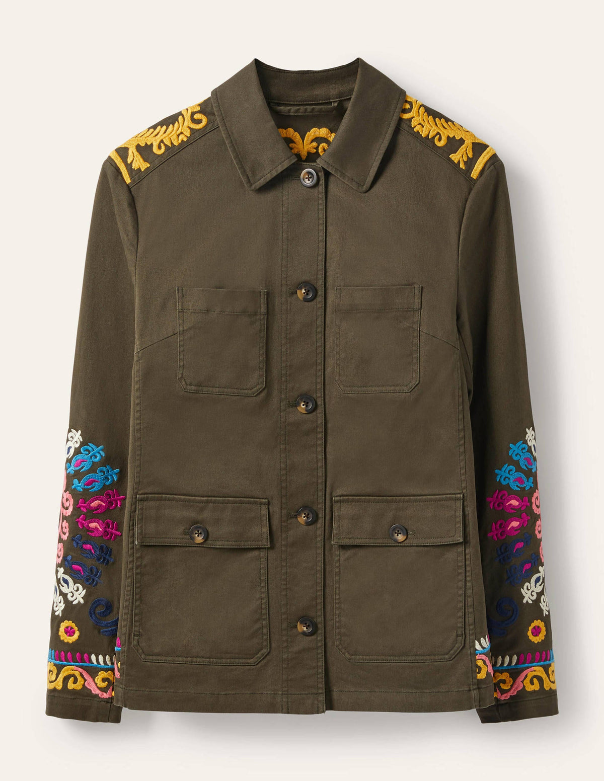 Embroidered Utility Jacket-Khaki - Image 8