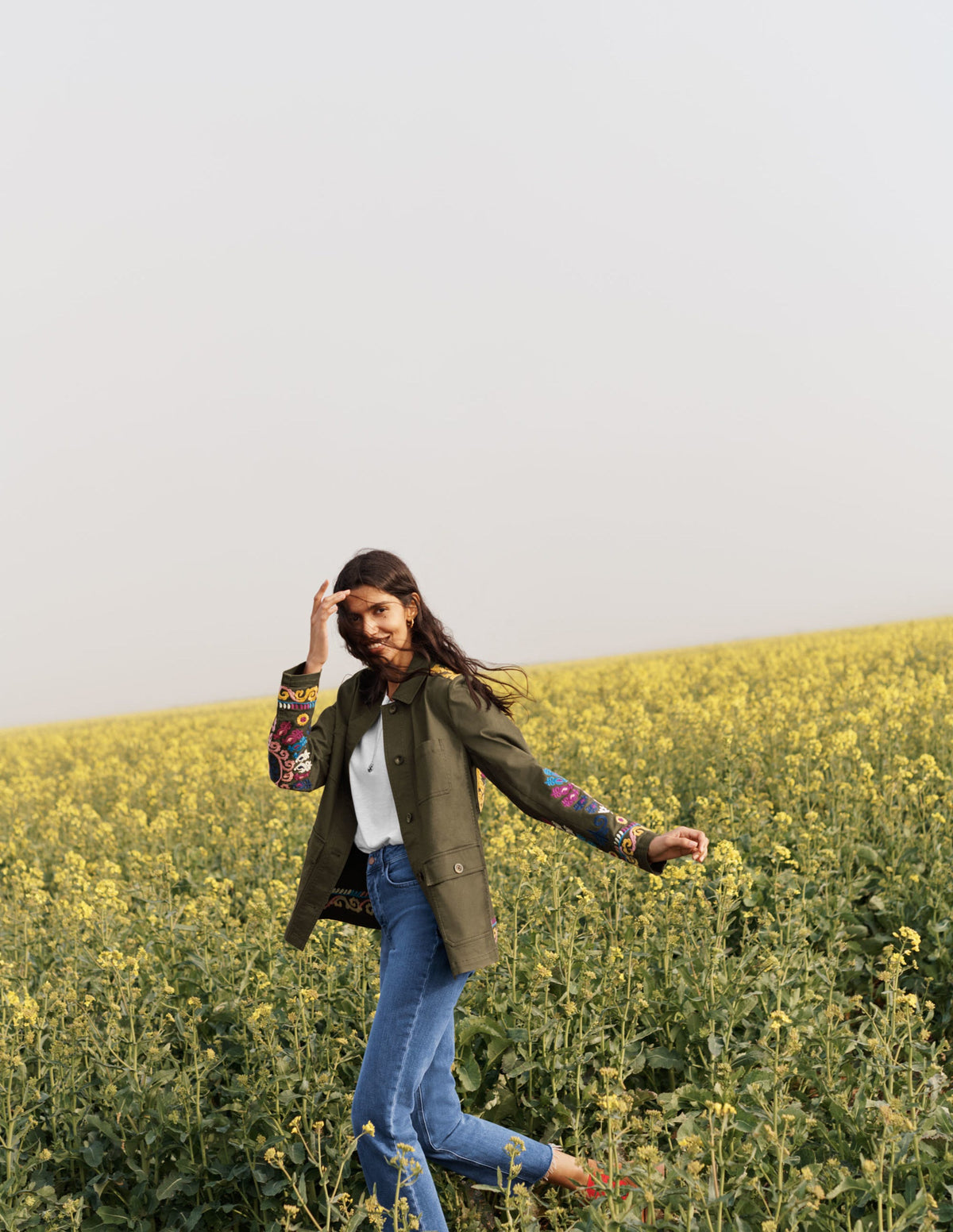 Embroidered Utility Jacket-Khaki - Image 10