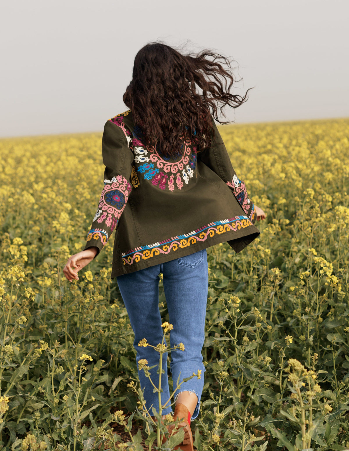 Embroidered Utility Jacket-Khaki - Image 5