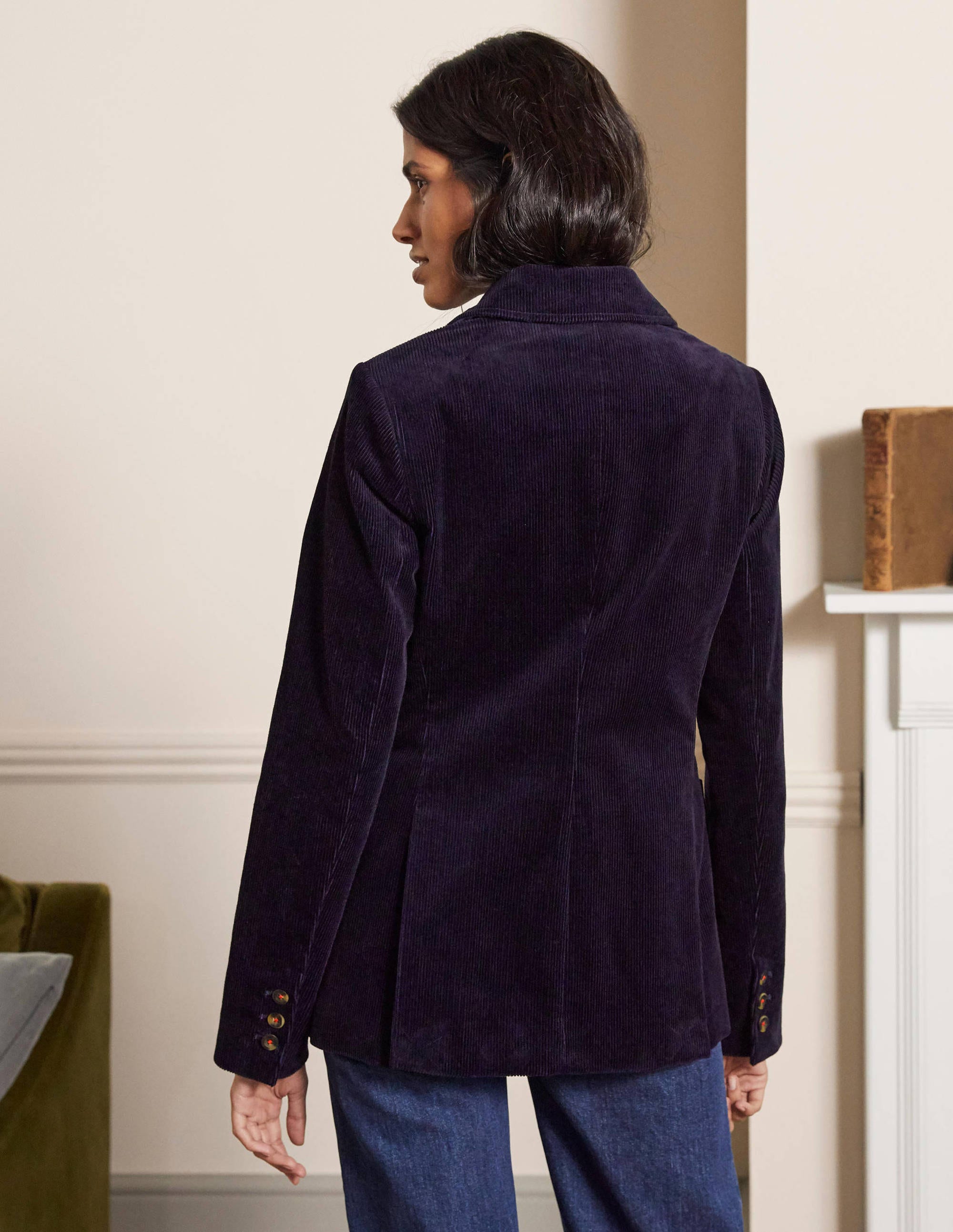 Victoria Cord Blazer-Navy - Image 2