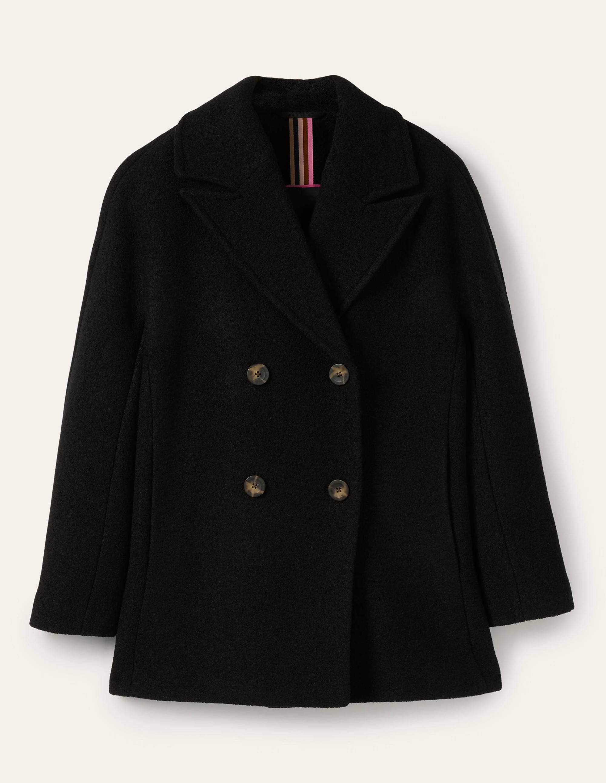 Textured Wool Car Coat-Black - Image 5