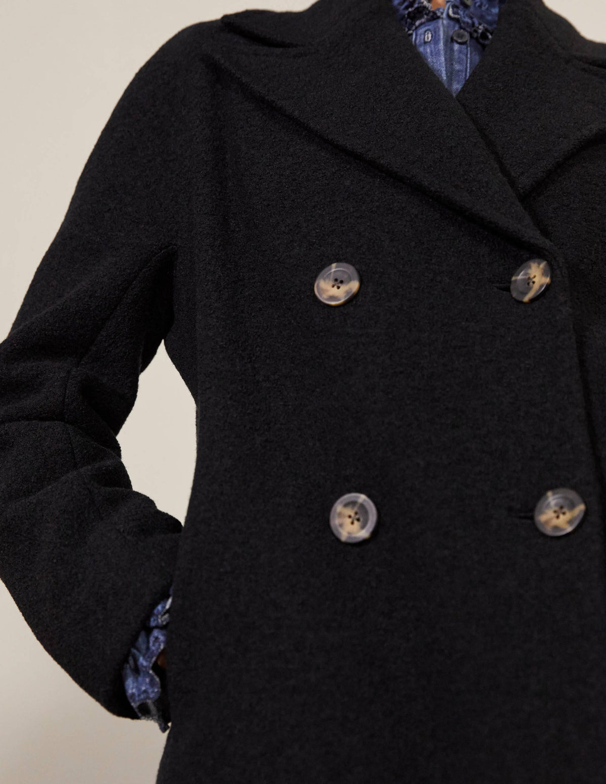 Textured Wool Car Coat-Black - Image 1