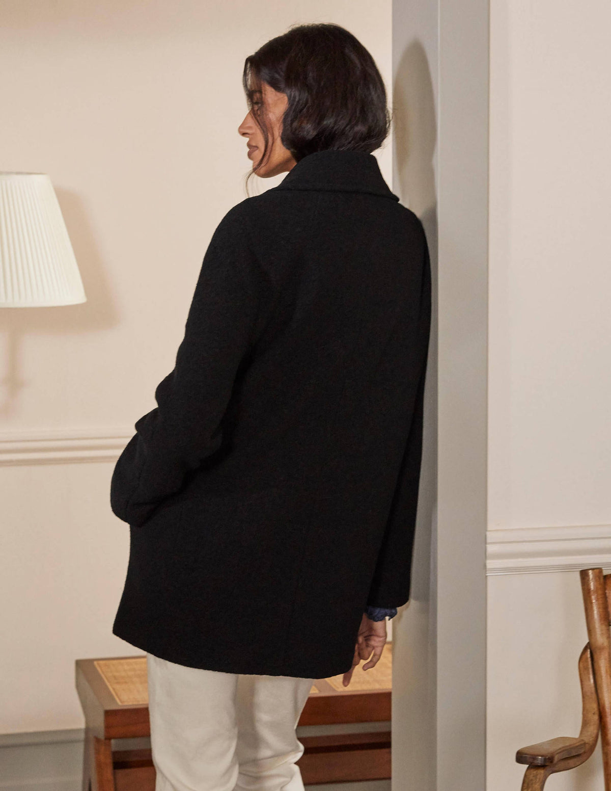 Textured Wool Car Coat-Black-2
