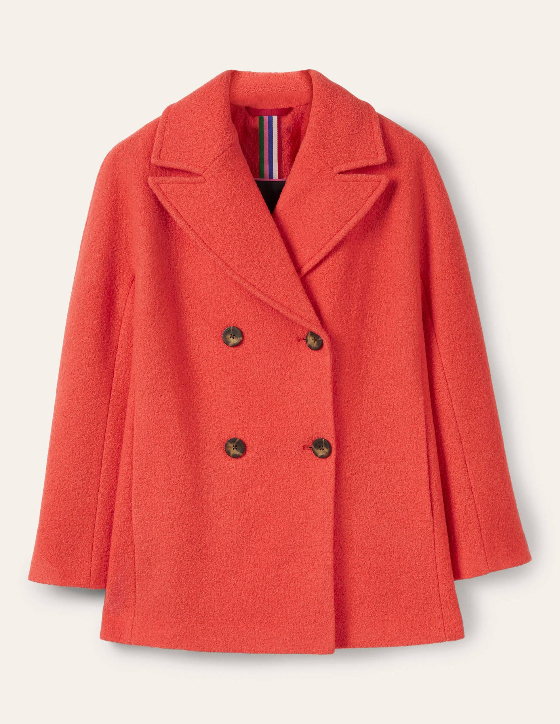 Textured Wool Car Coat-Cherry Red-7