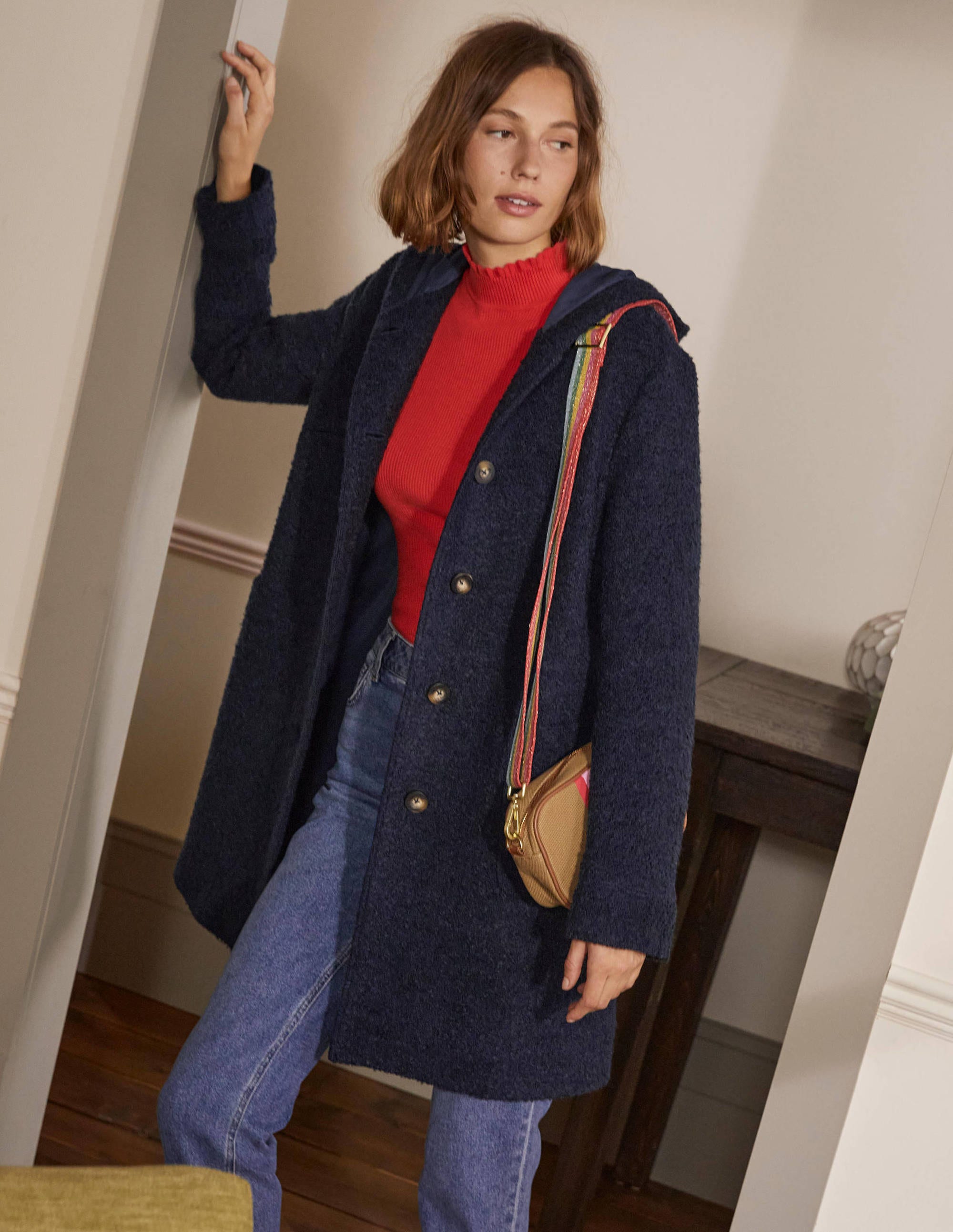 Cambridge Textured Coat-Navy - Image 4