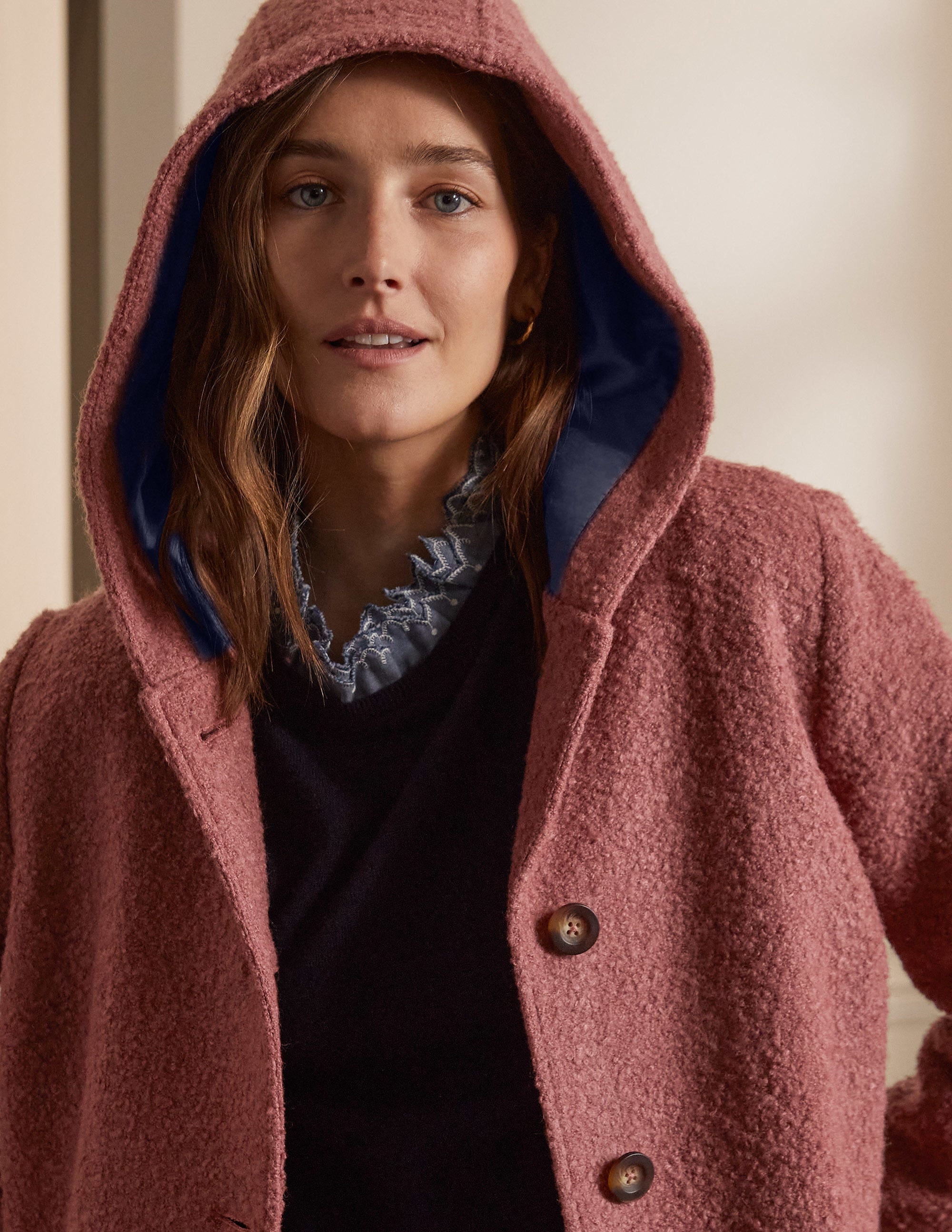 Cambridge Textured Coat-Dusty Rose - Image 1