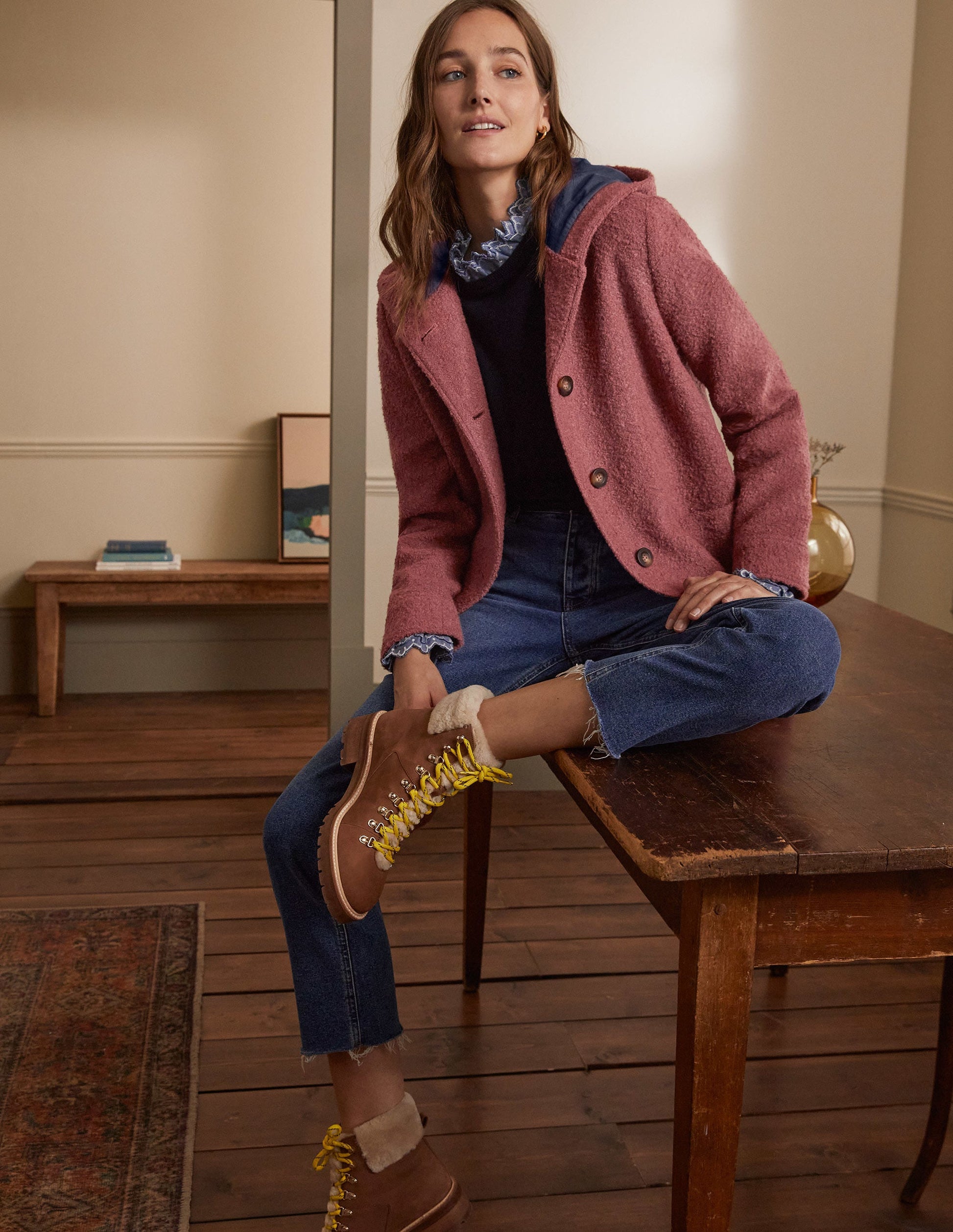 Cambridge Textured Coat-Dusty Rose-4