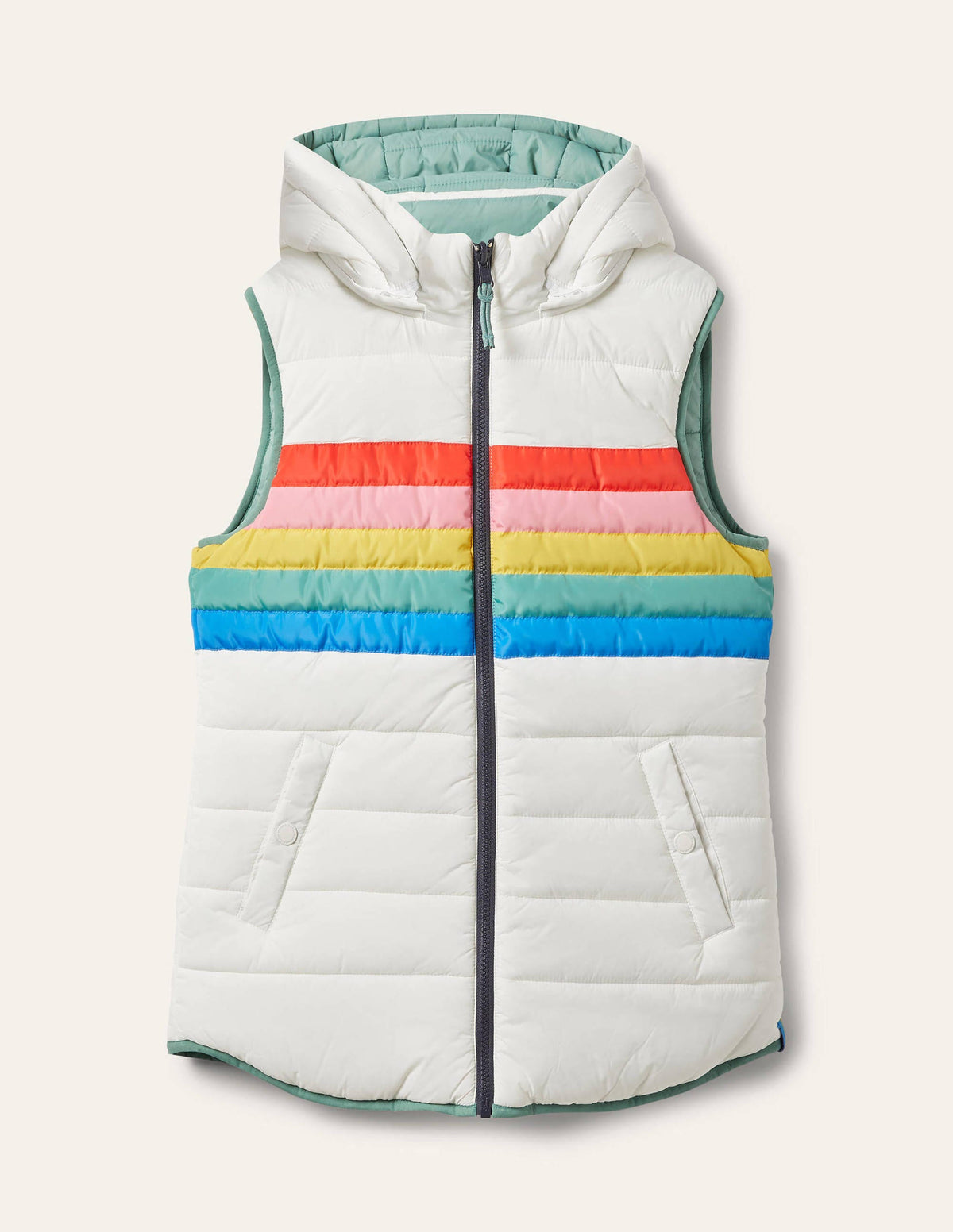 Reversible Lightweight Gilet-Ivory Stripe - Image 5