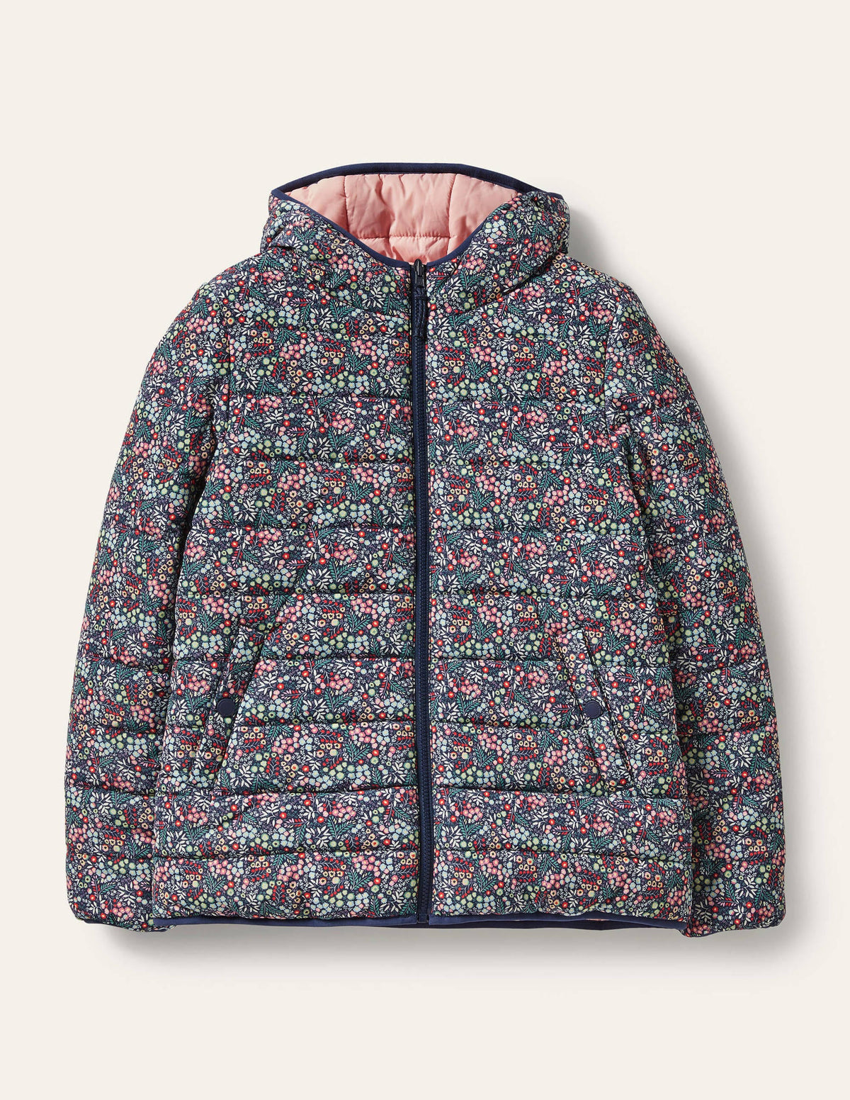 Reversible Puffer Jacket-Night Blue, Enchanting Forest - Image 5