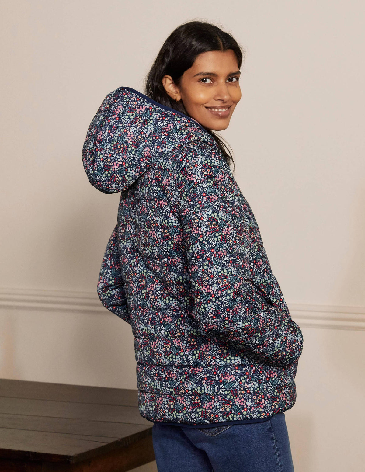 Reversible Puffer Jacket-Night Blue, Enchanting Forest - Image 2