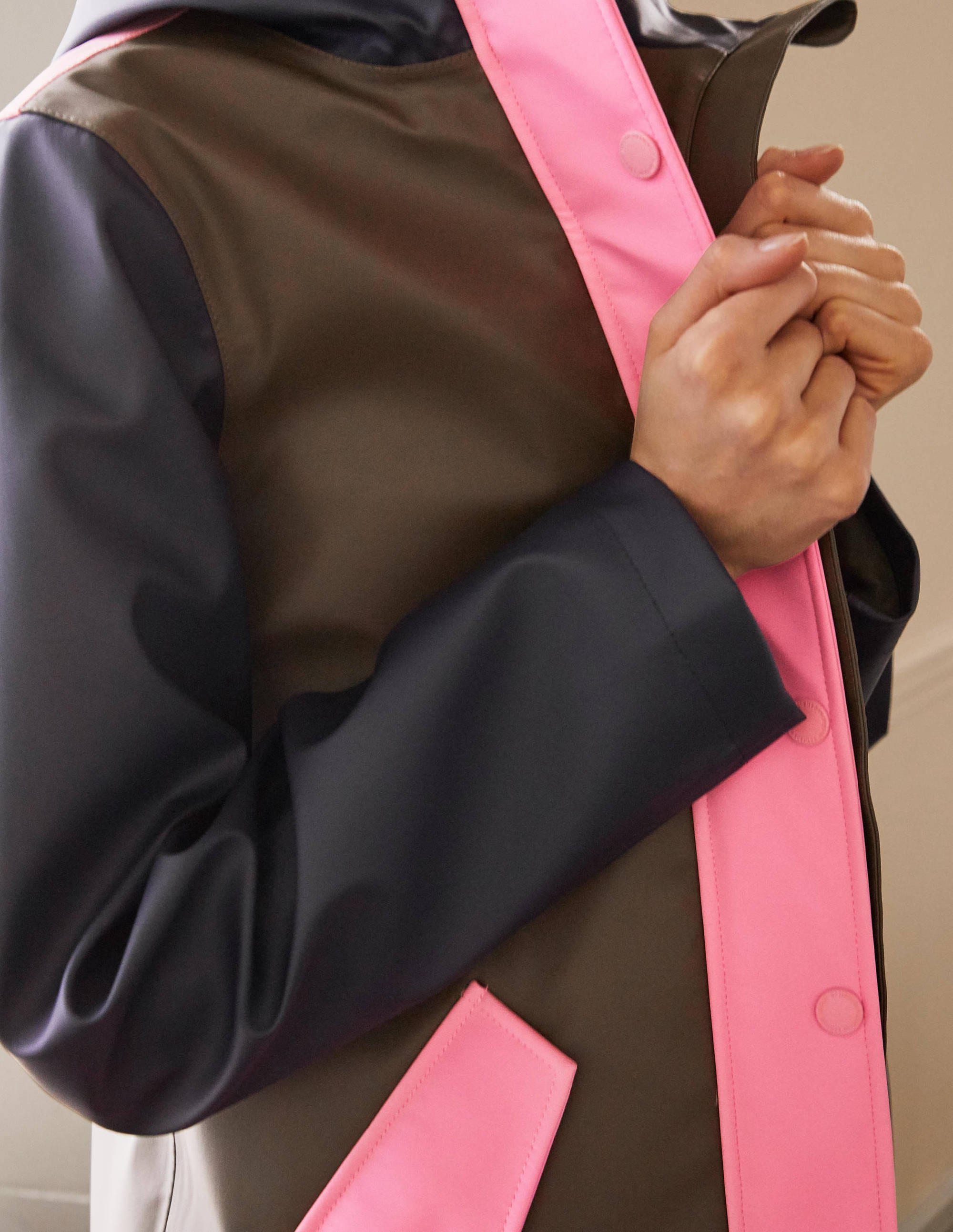 Morris Waterproof Mac-Khaki and Navy Colourblock - Image 1