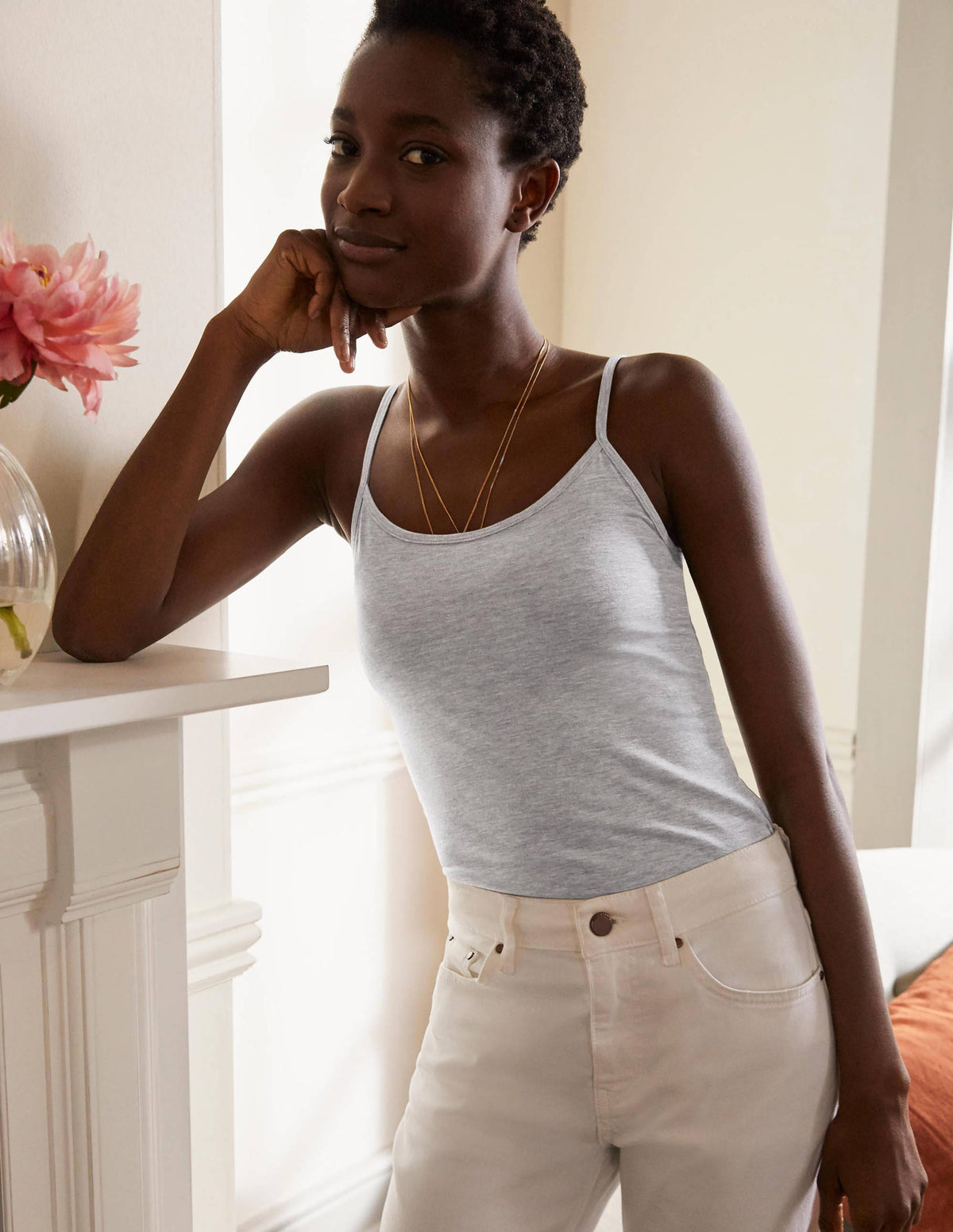 Plain Cami Top-Grey Marl-1
