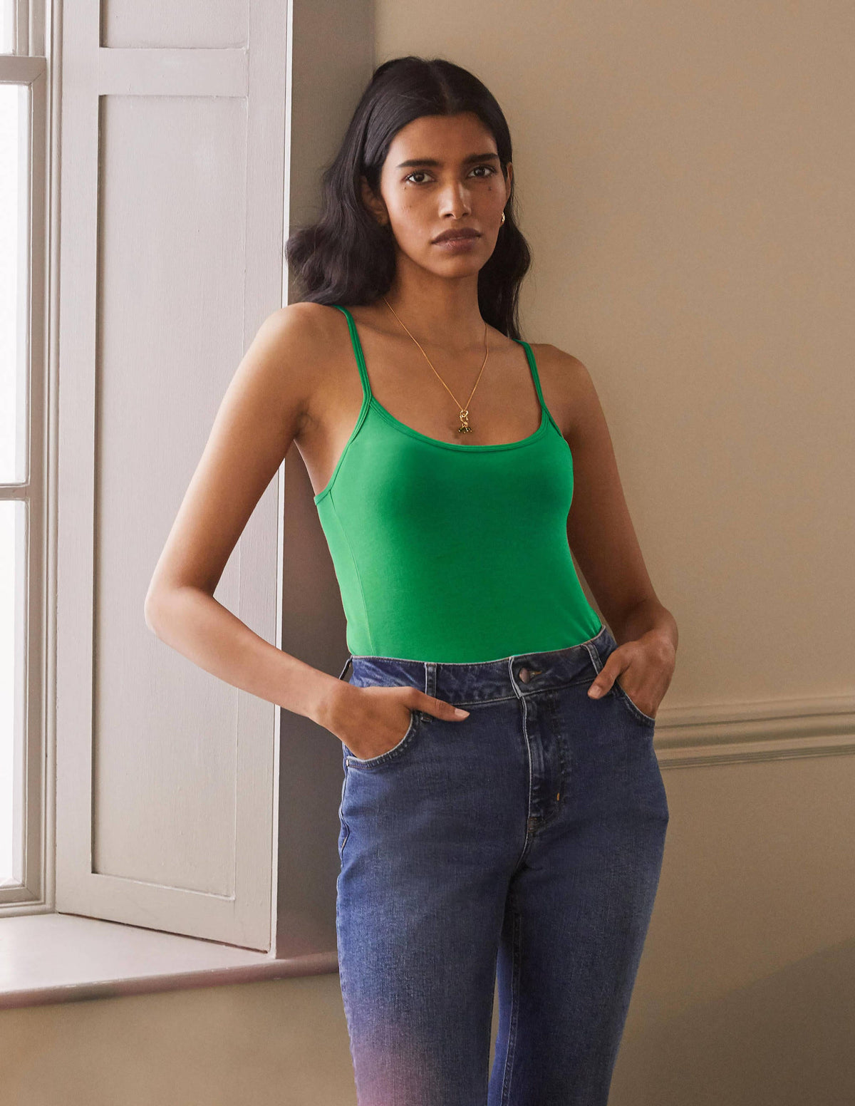 Plain Cami Top-Leafy Green-3