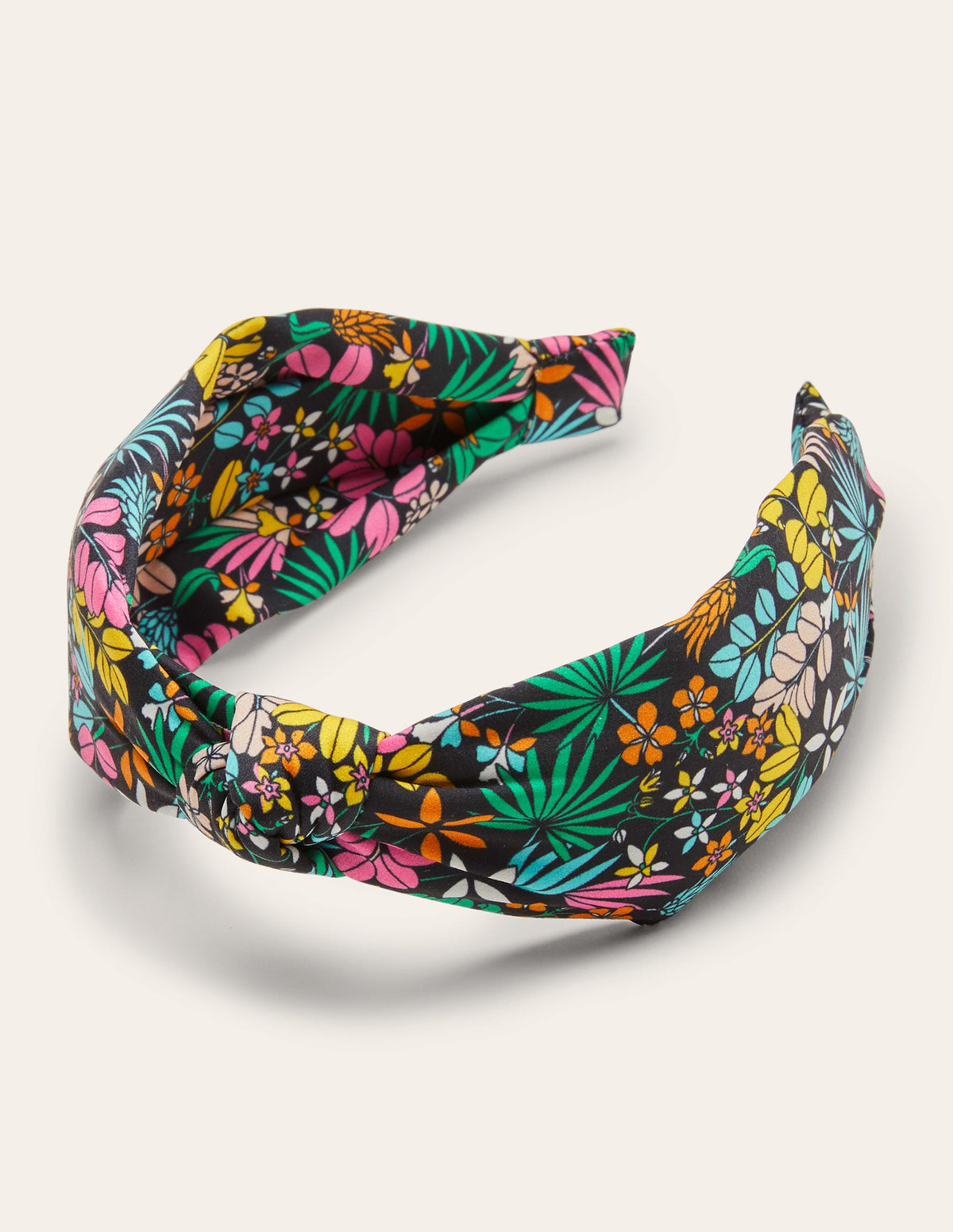 Knotted Headband-Black, Jungle Floral - Image 1
