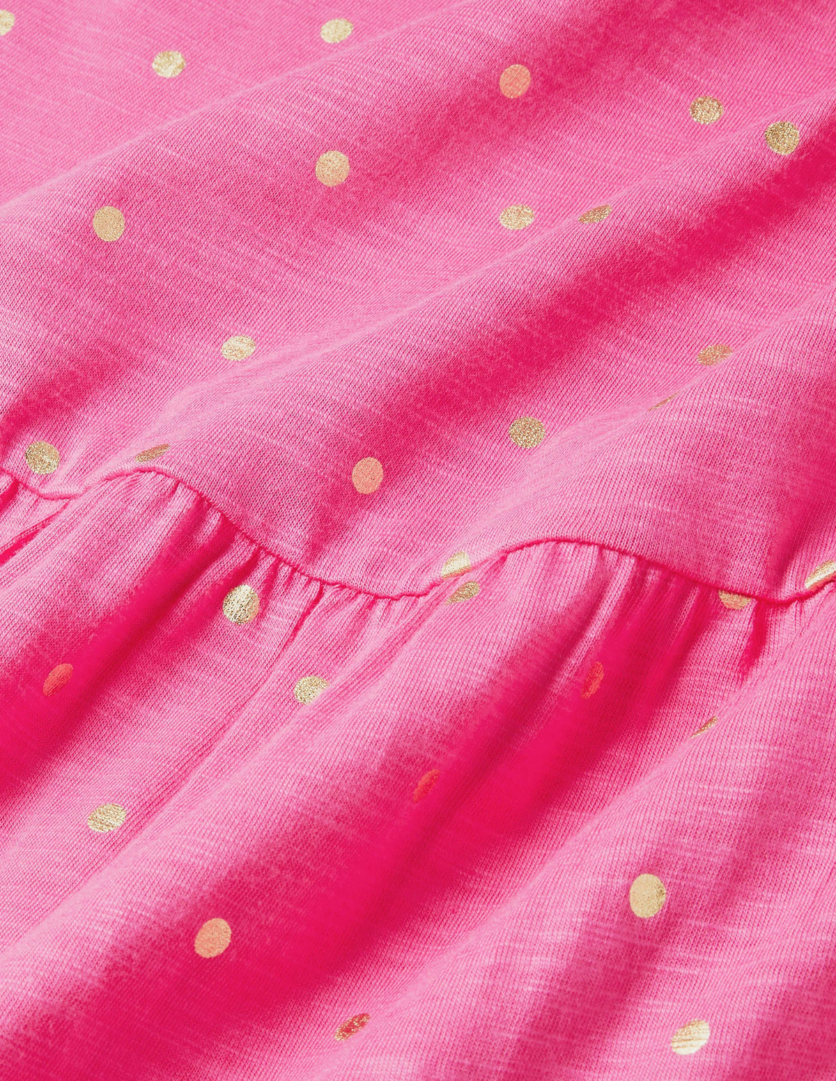 Romaine Tiered Jersey Dress-Party Pink and Gold, Polka Dot - Image 5
