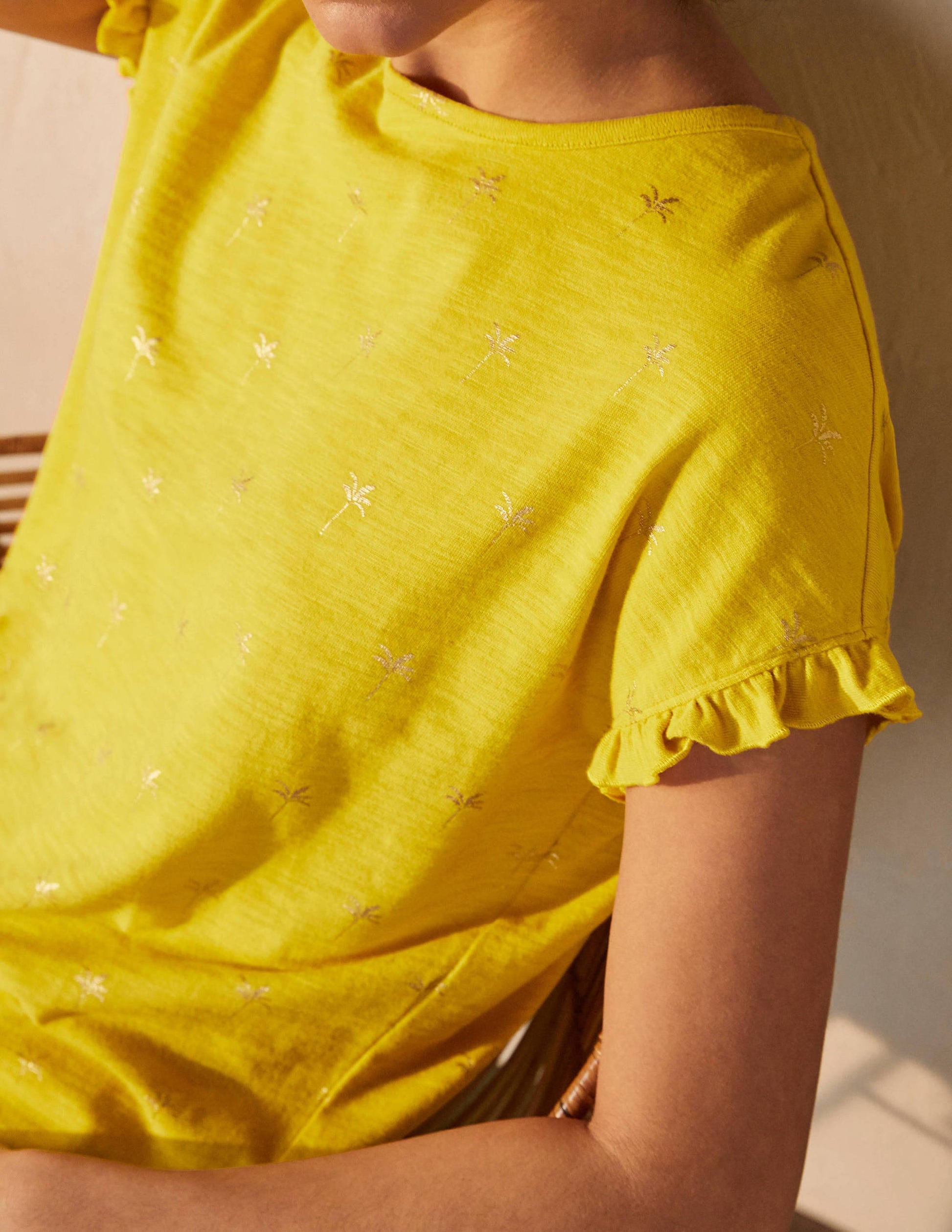 Faye Jersey T-shirt Dress-Daffodil, Rainforest Stamp-4